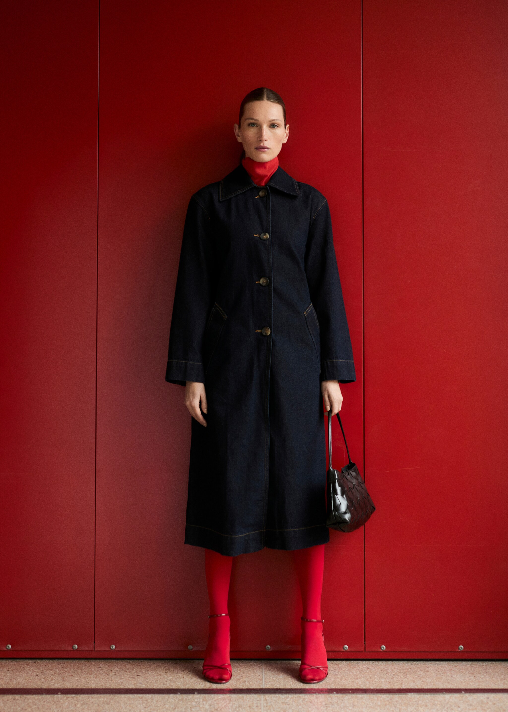 Trench largo vaquero rinse wash - Plano general, Azul. Ref: 87034078-00.