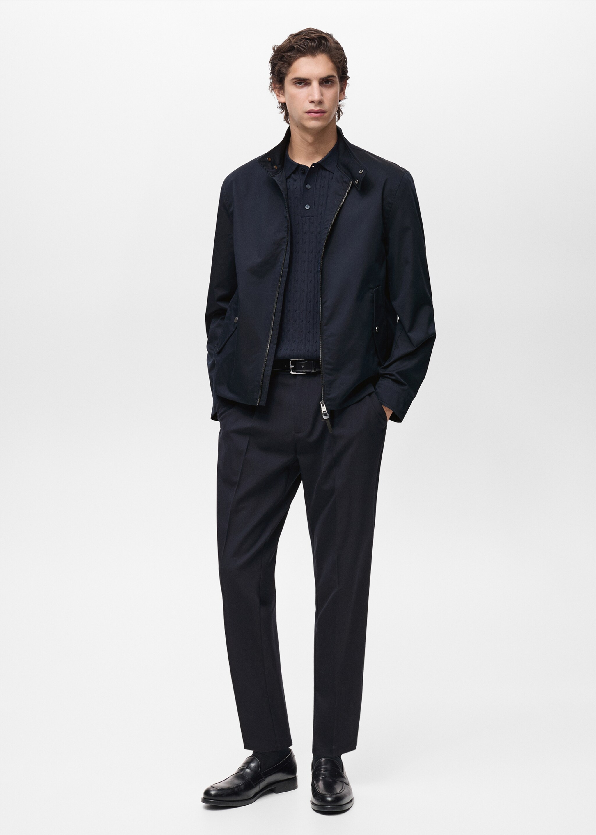 Blouson coton résistant à l’eau - Plan général, Bleu nuit. Ref: 87034391-00.