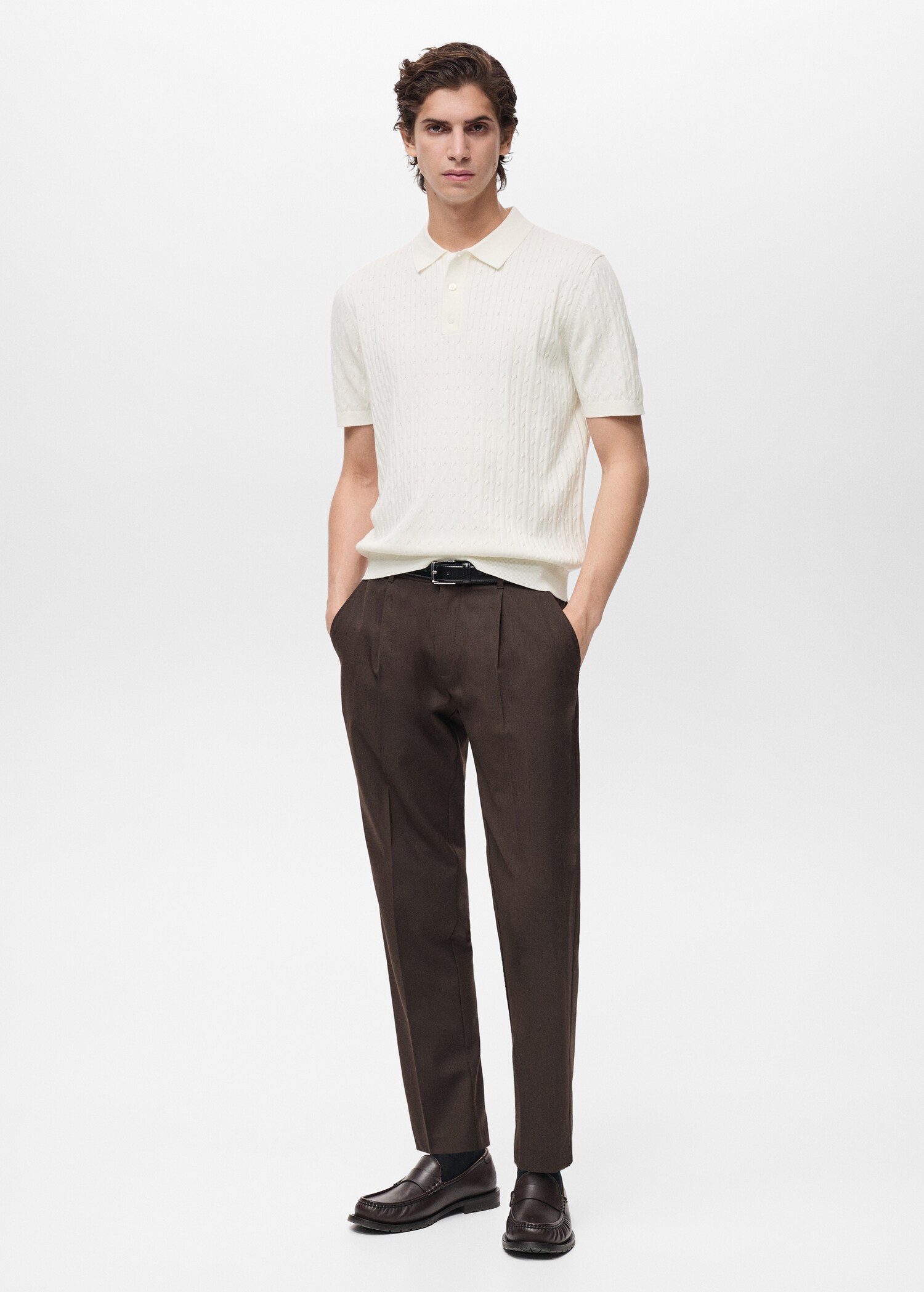 Polo maille torsadée 100 % coton - Plan général