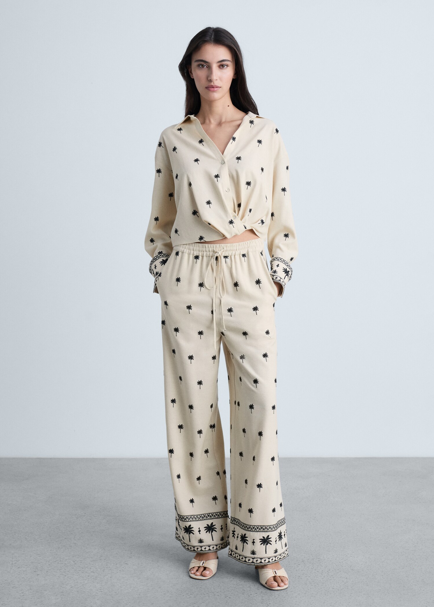 Embroidered straight-fit trousers - General plane