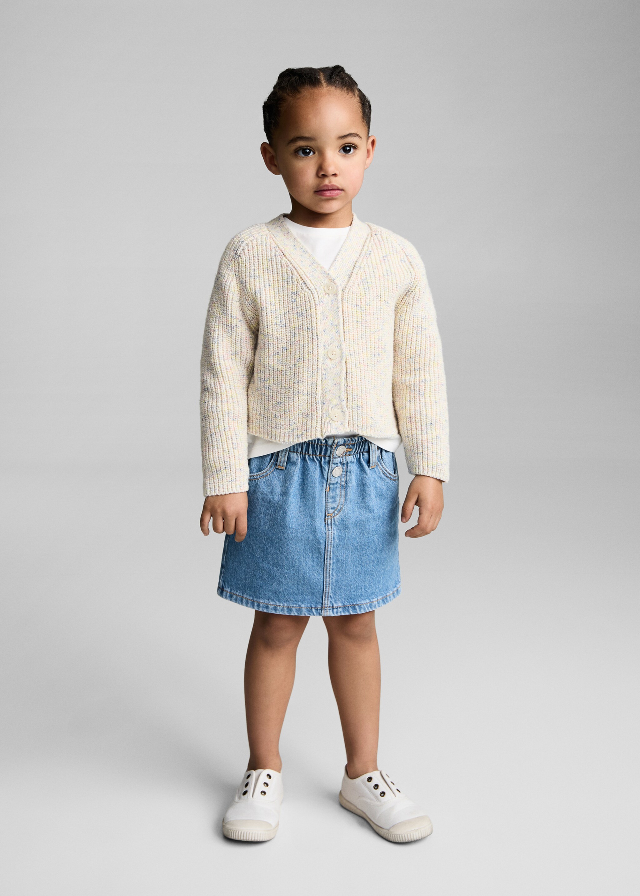 Flecked knit cardigan - General plane, Ecru. Ref: 87034797-00.