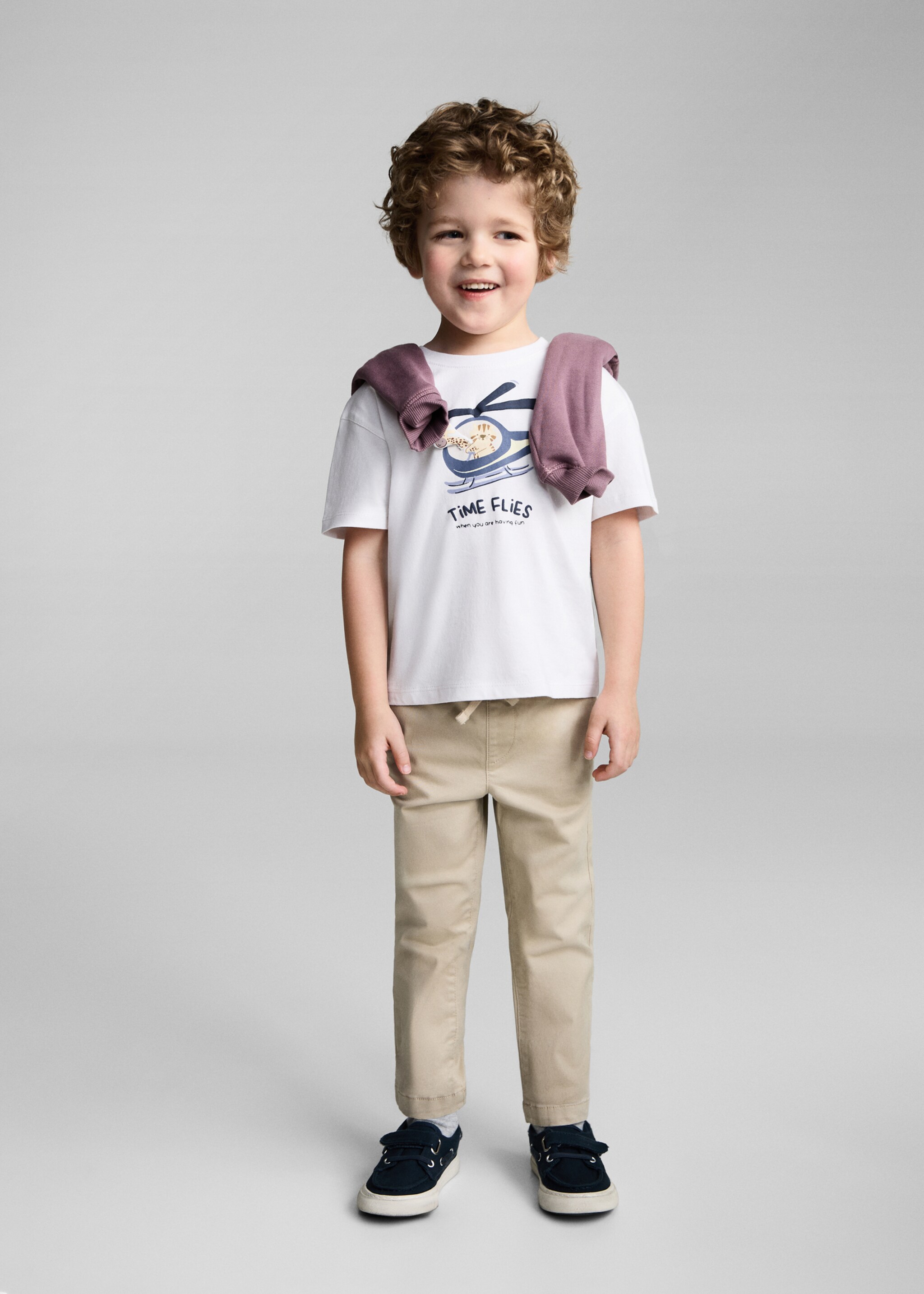 Βαμβακερή μπλούζα με ανάγλυφες λεπτομέρειες - Γενικό πλάνο, Υπόλευκο. Ref: 87034799-00.