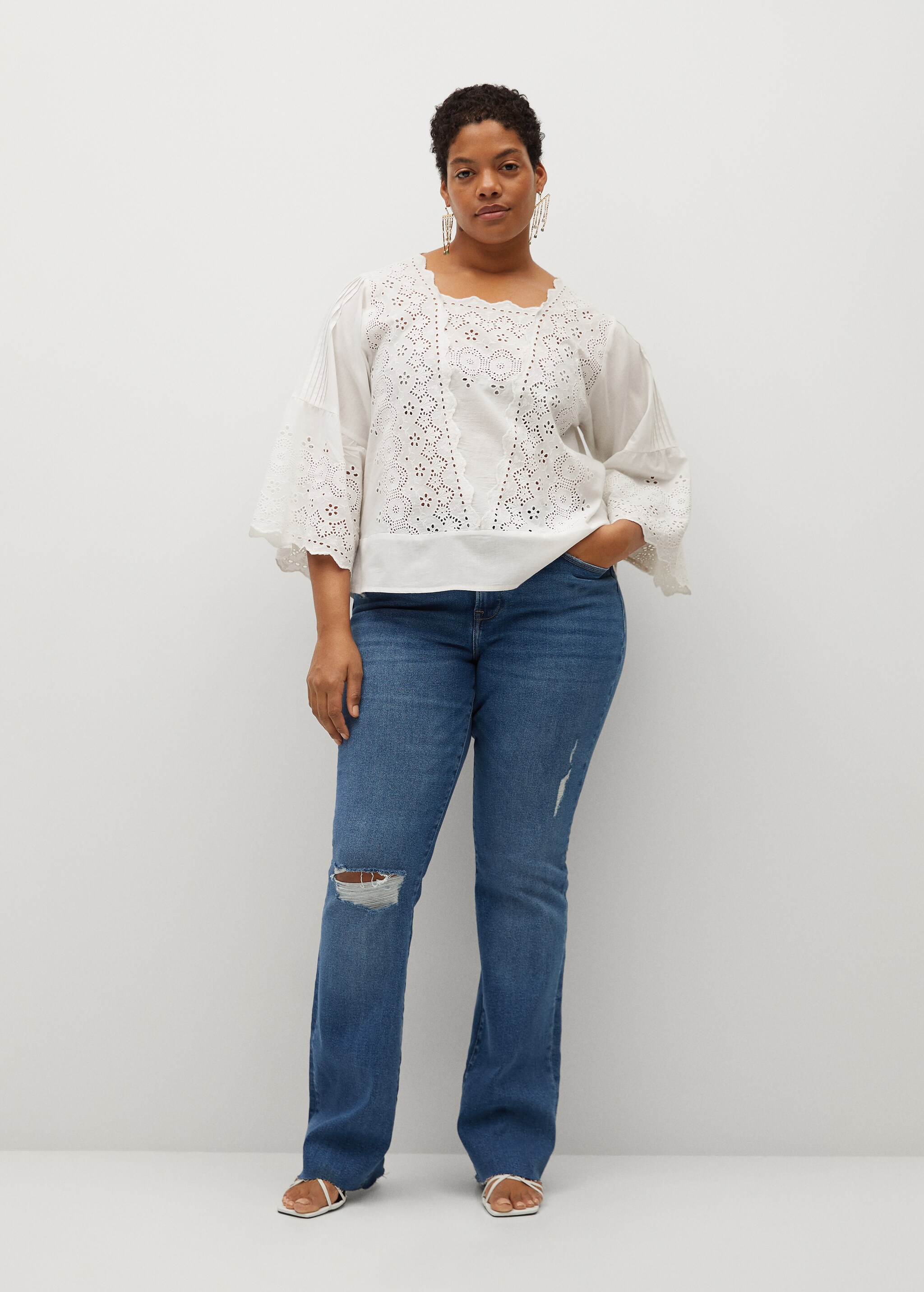 Openwork cotton blouse - General plane