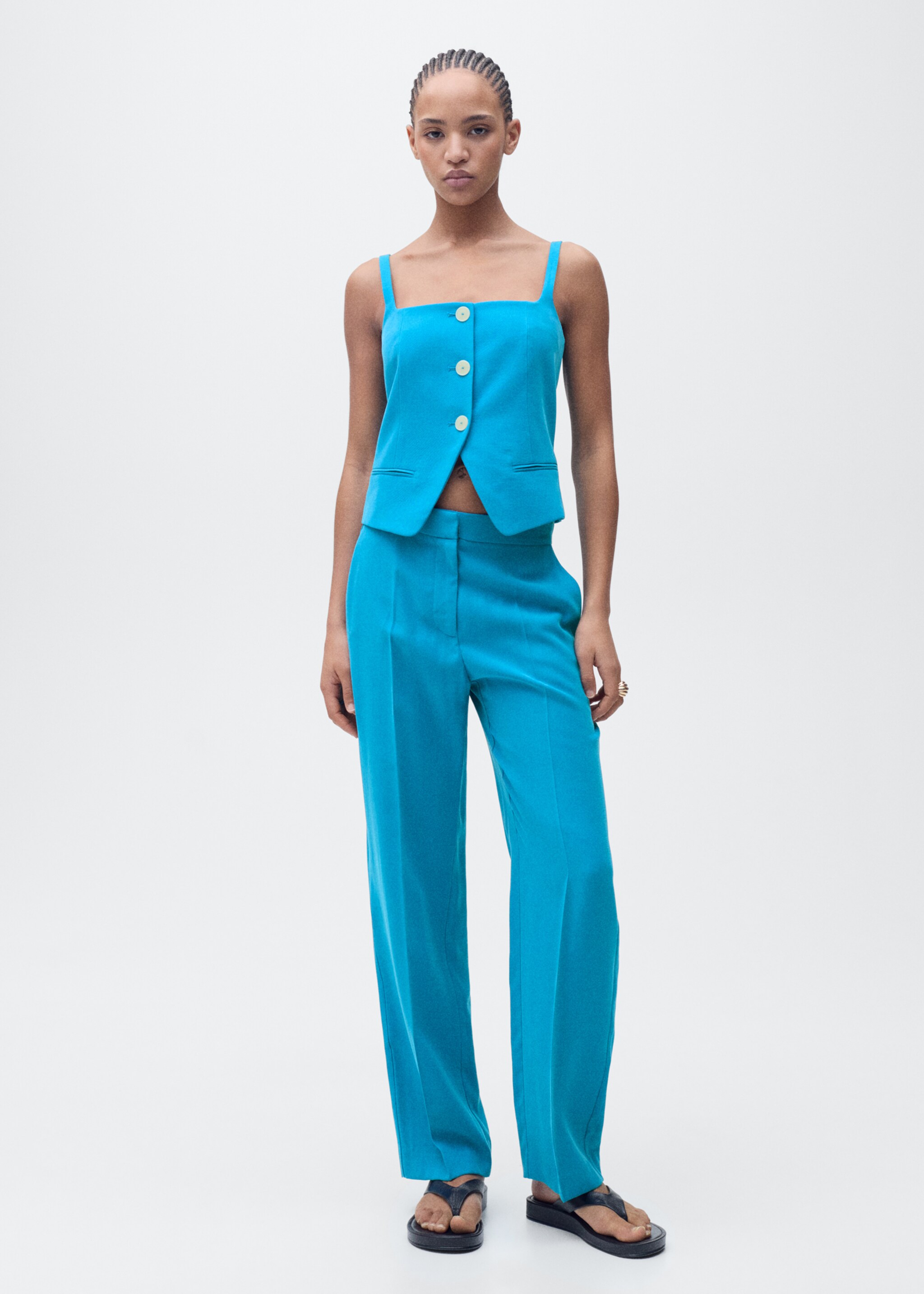 Suit waistcoat with open back - General plane, Blue. Ref: 87035736-00.