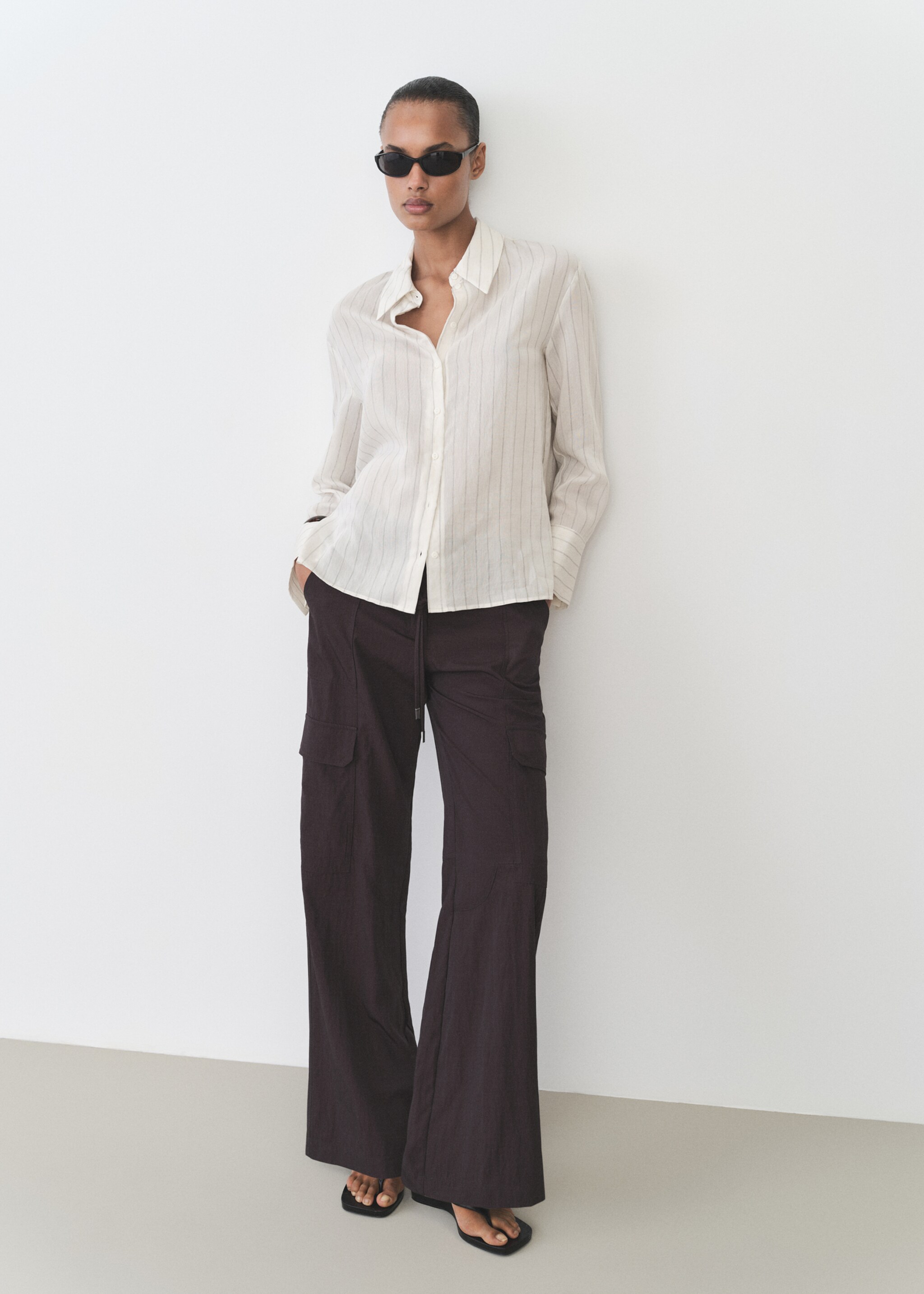 Chemise imprimée rayures - Plan général, Écru. Ref: 87035744-00.