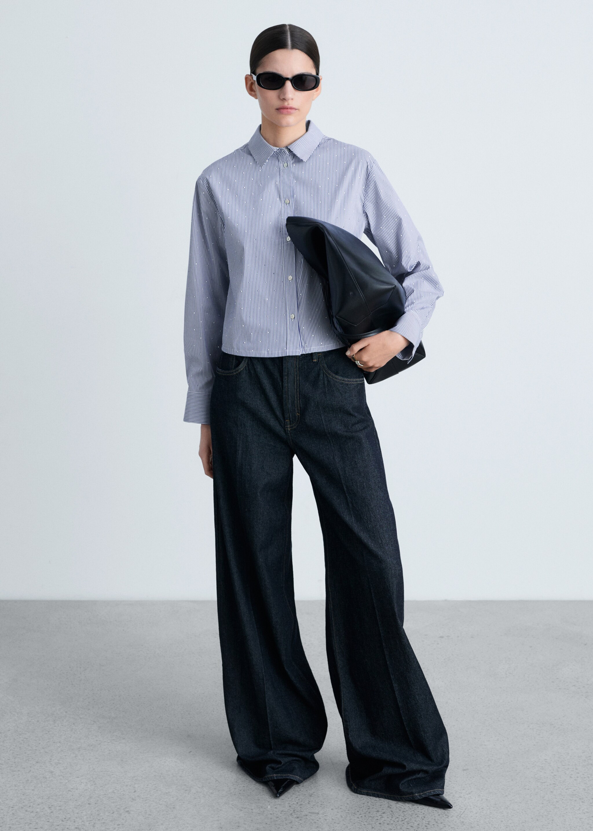 Striped shirt with rhinestone detail - General plane, Sky Blue. Ref: 87035748-00.