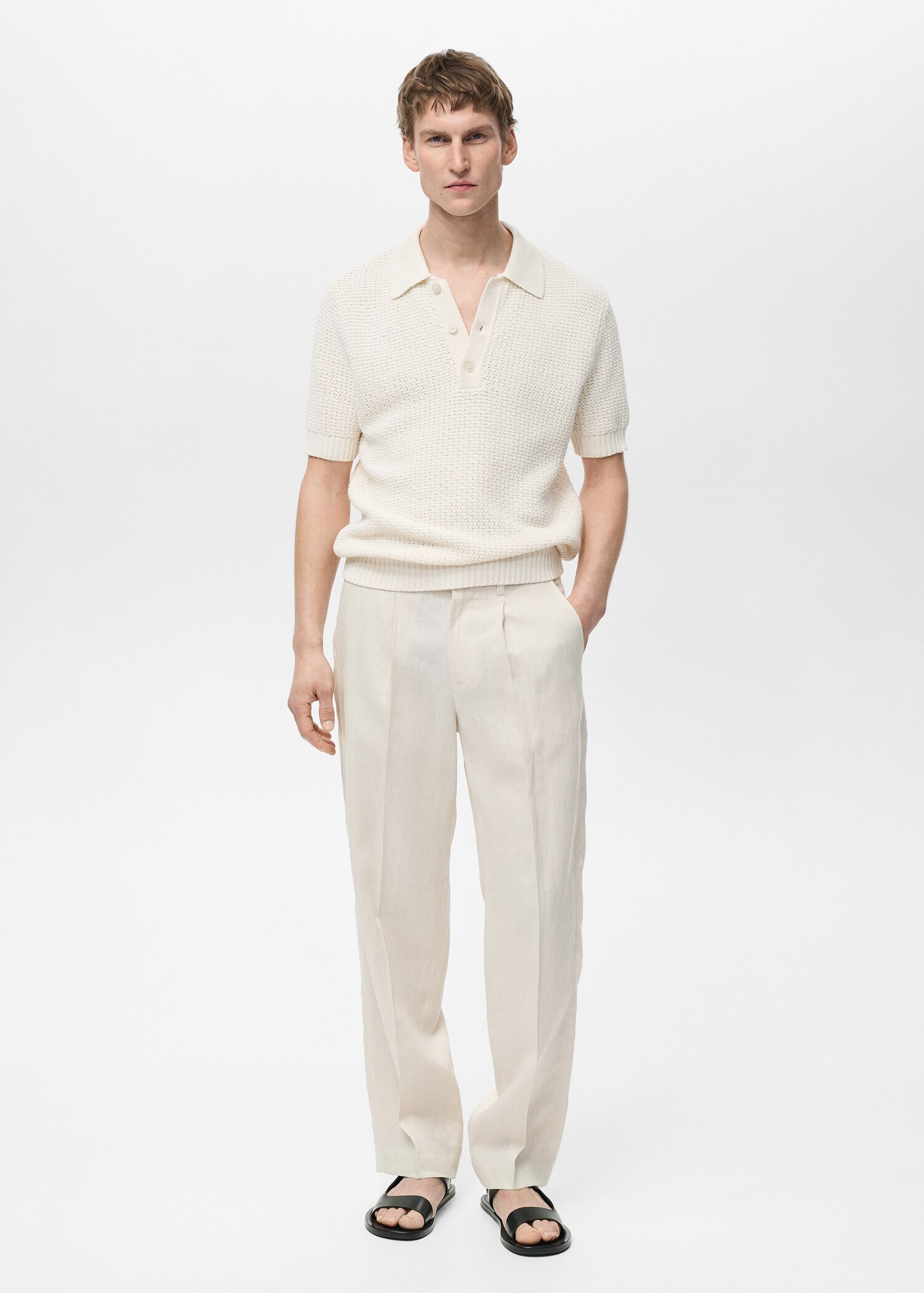 100% linen pleated trousers - General plane