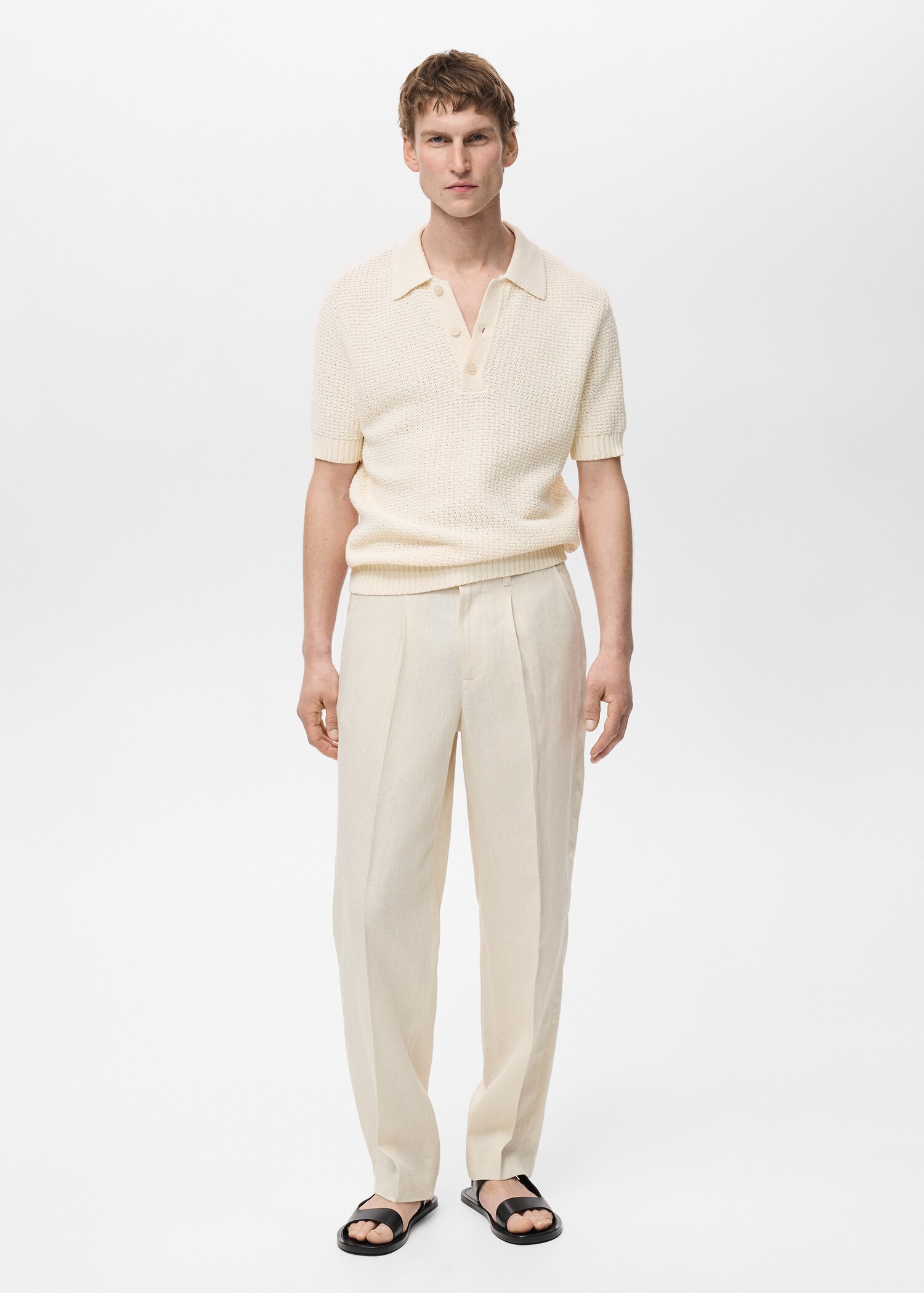 Openwork cotton knitte polo shirt - General plane