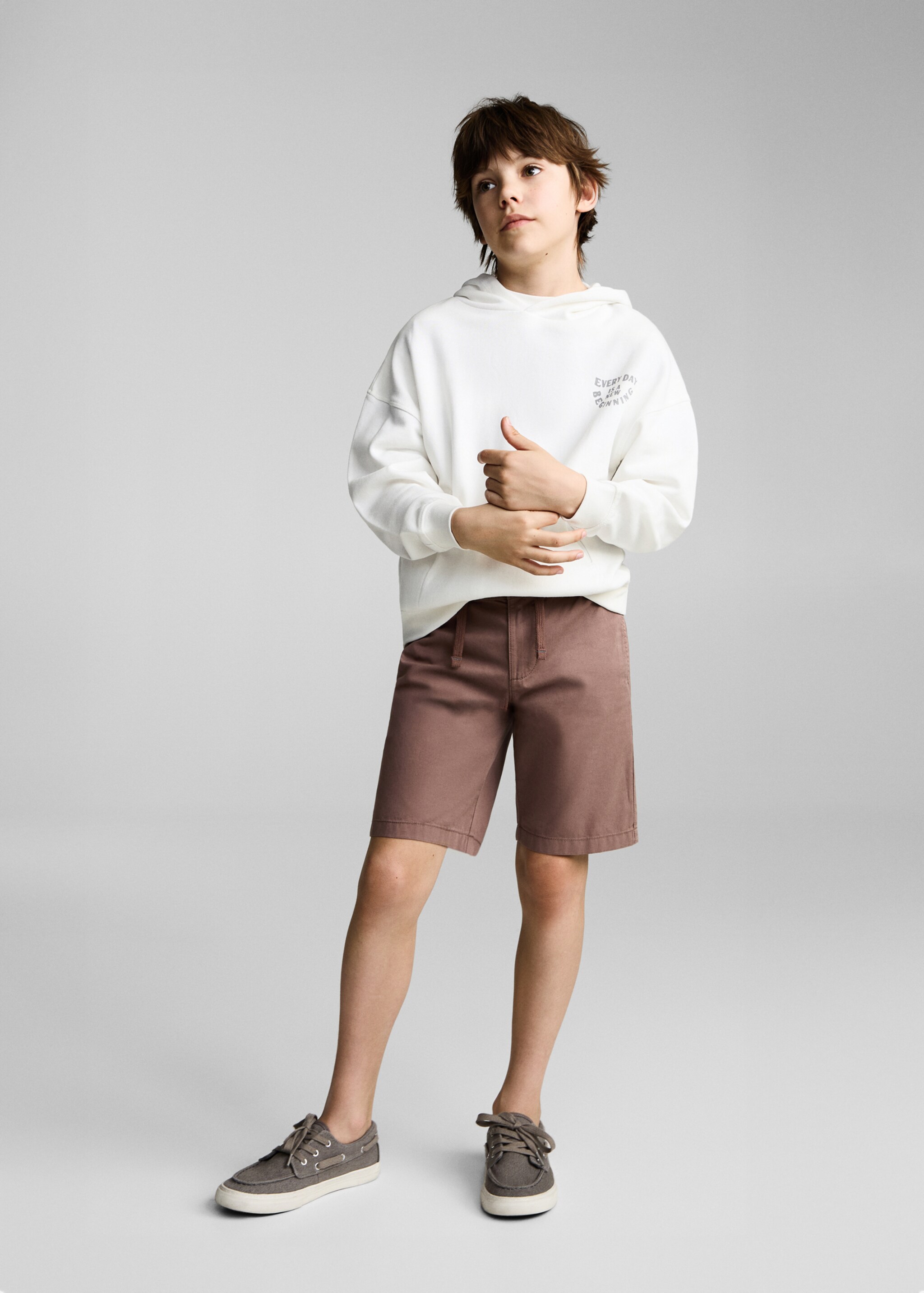 Baumwoll-Sweatshirt mit aufgedrucktem Schriftzug - Allgemeine Ansicht, Cremeweiß. Ref: 87035965-00.