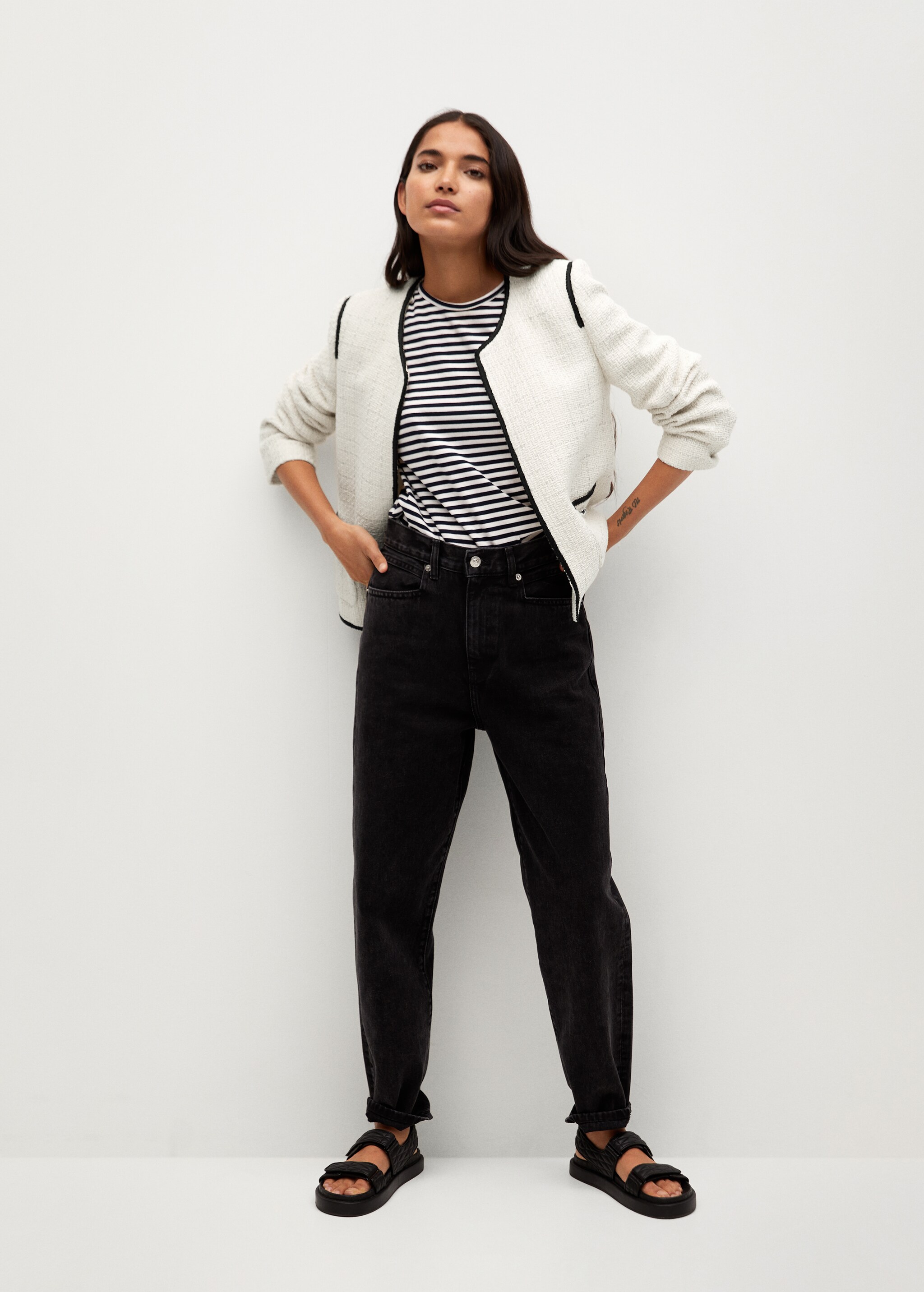 Chaqueta tweed bolsillos - Plano general
