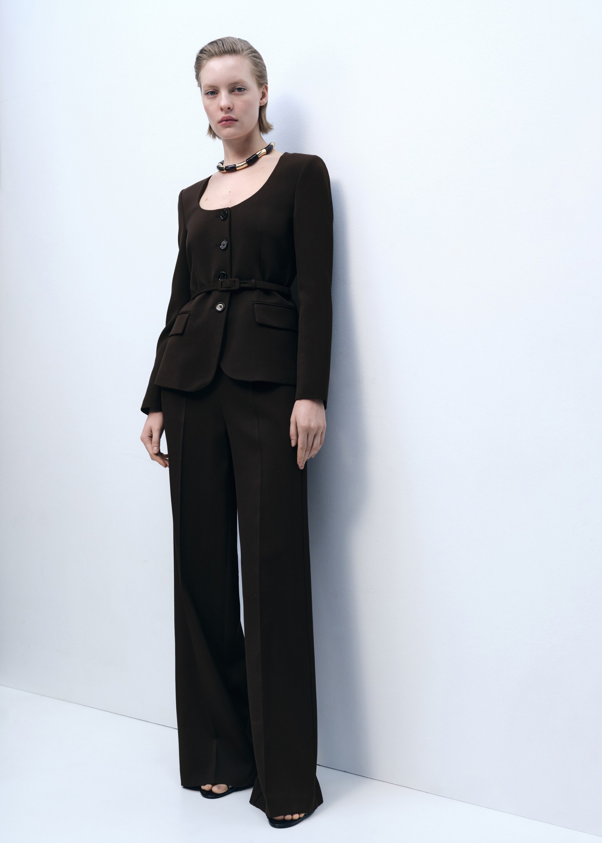 Straight suit trousers - General plane, Chocolate. Ref: 87036374-00.