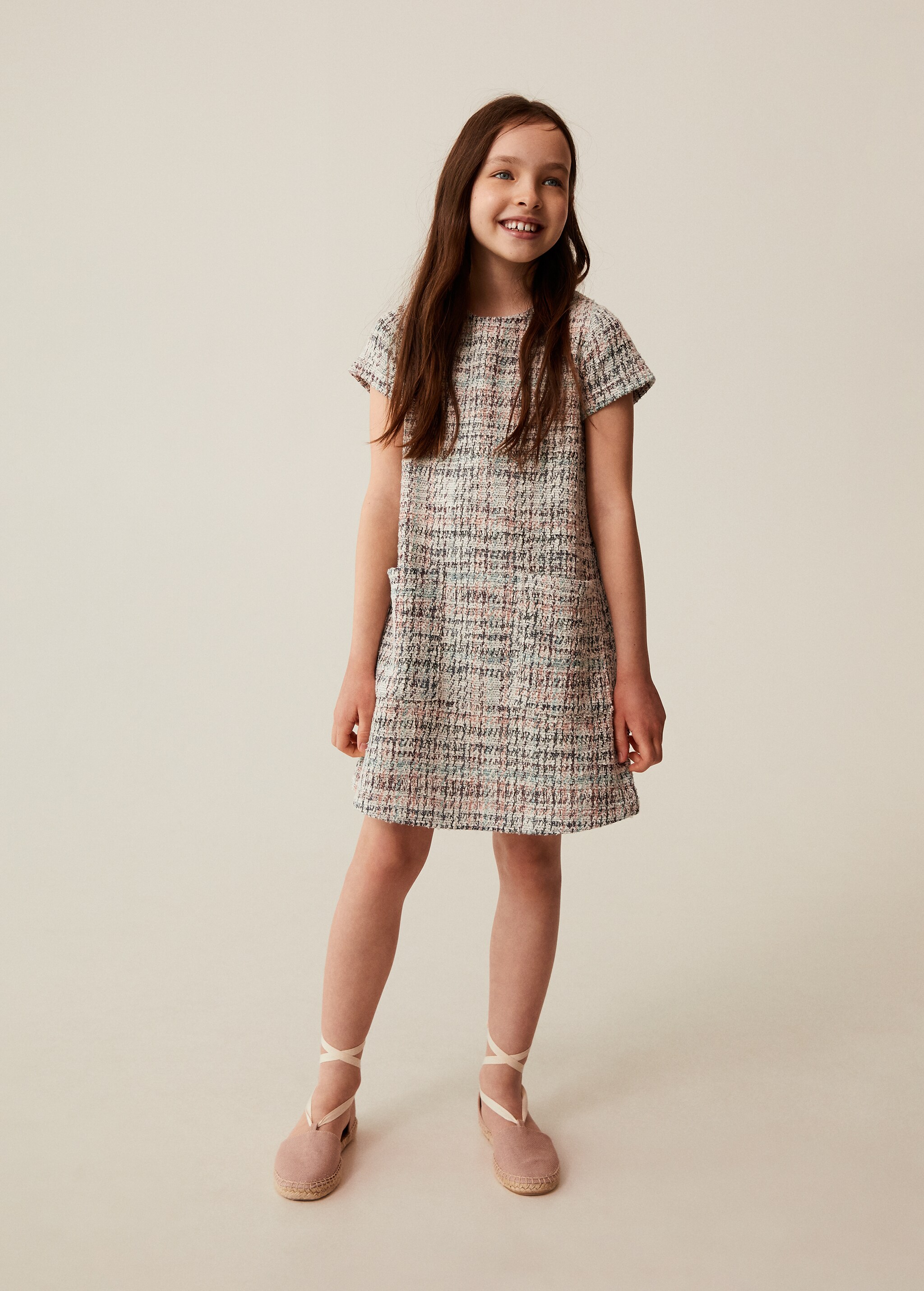 Vestido tweed bolsillos - Plano general
