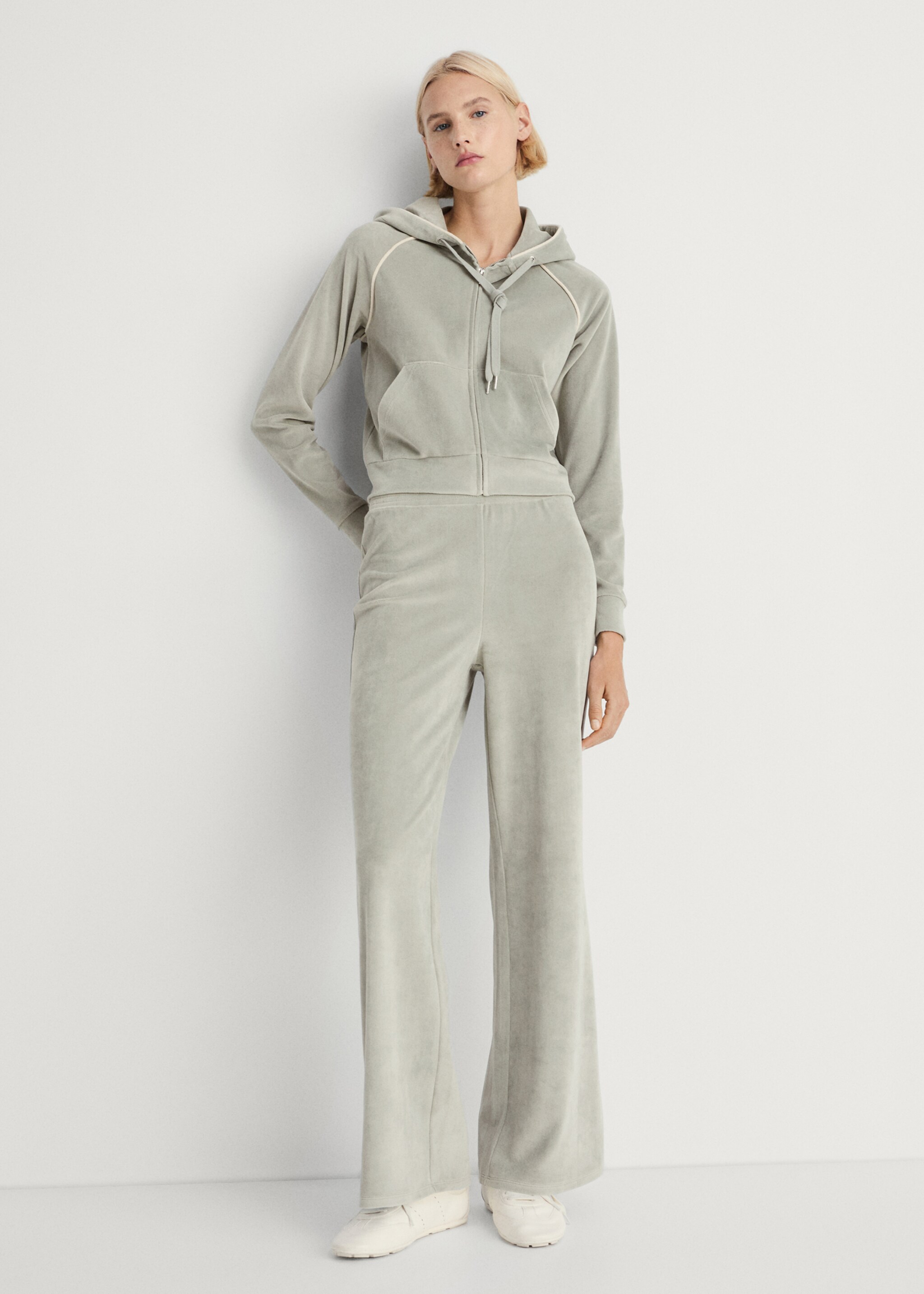 Soft-touch velour trousers - General plane, Aqua Green. Ref: 87036710-00.