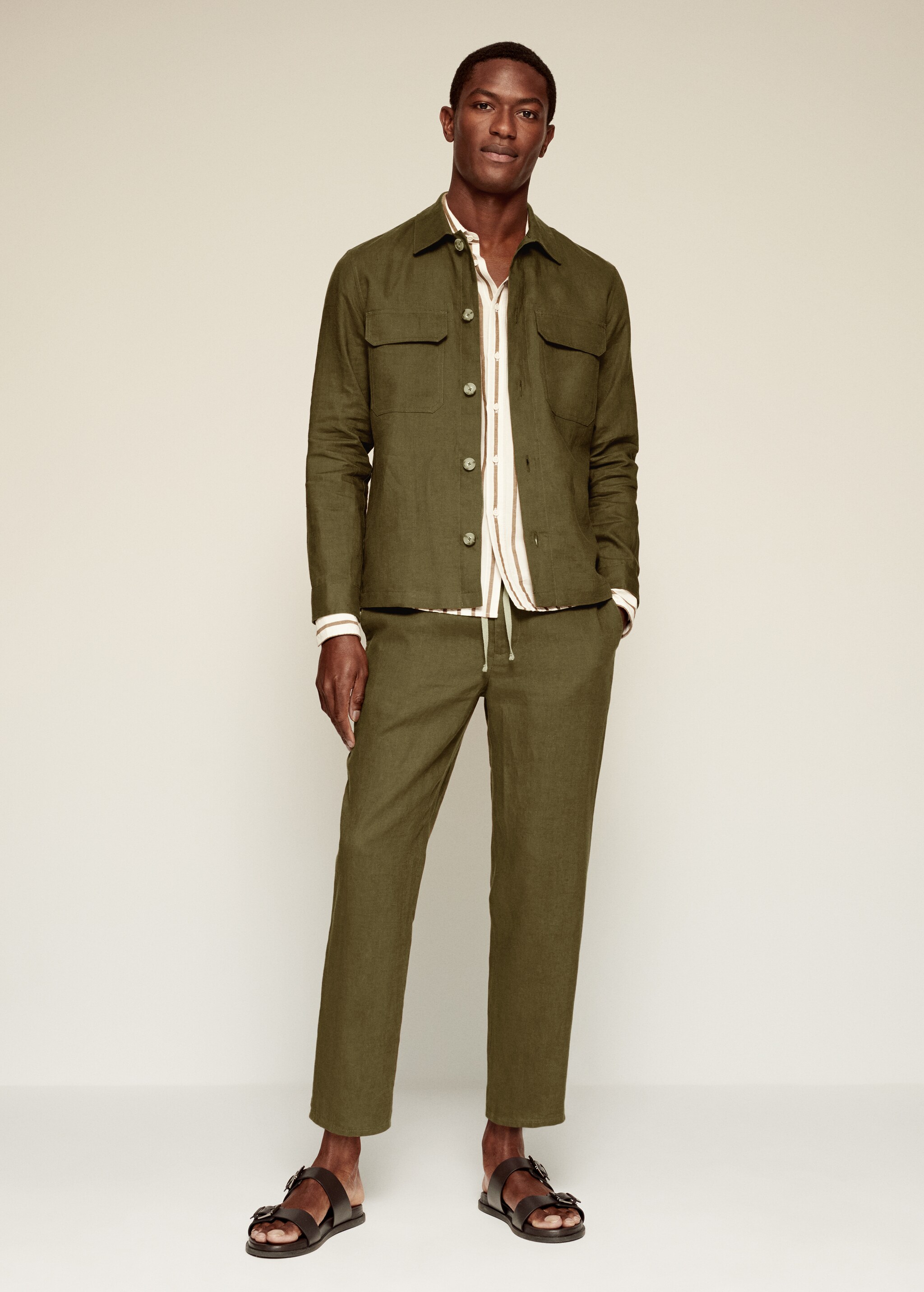 Overshirt 100% λινό τσέπες - Γενικό πλάνο