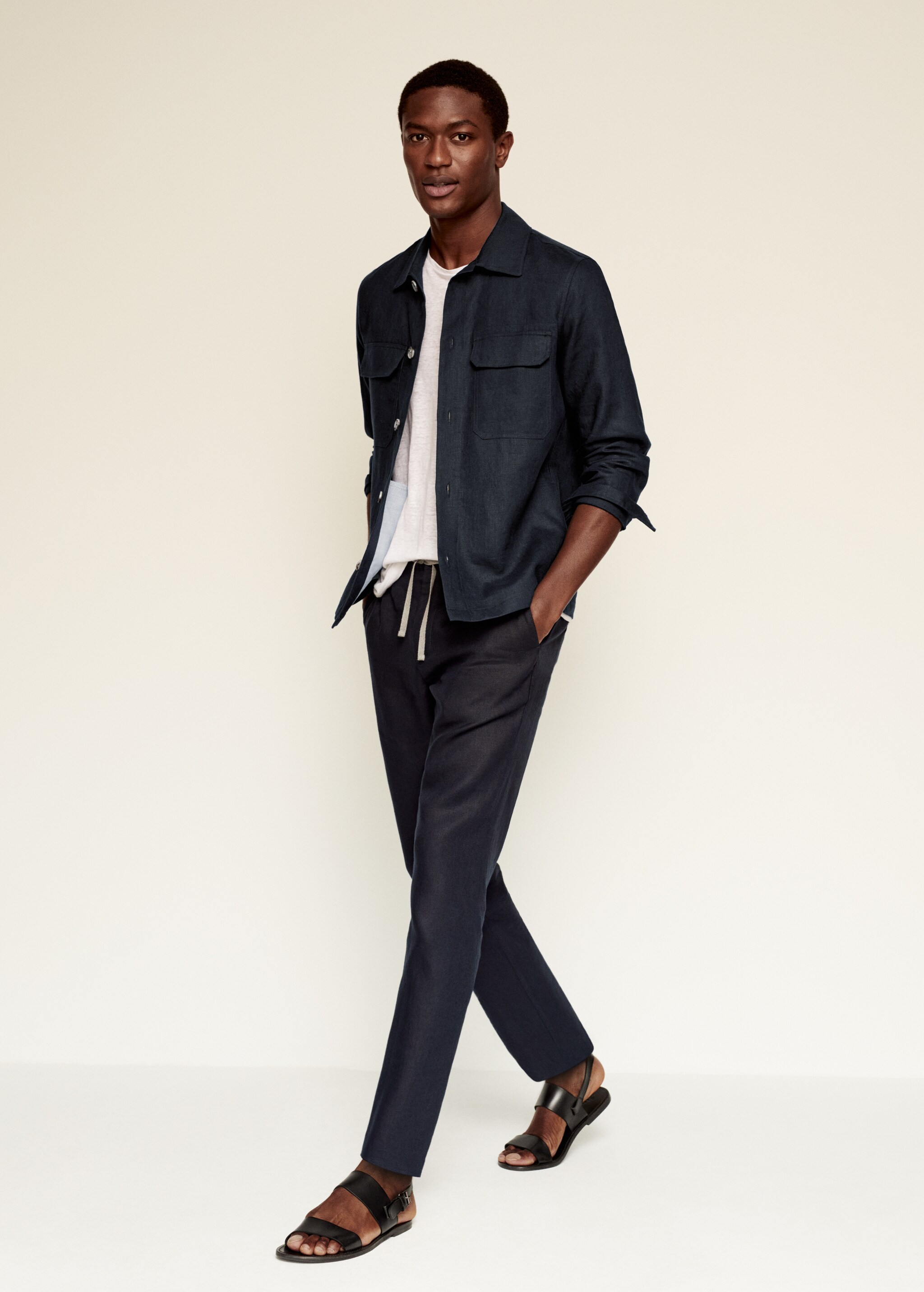 Overshirt 100% λινό τσέπες - Γενικό πλάνο