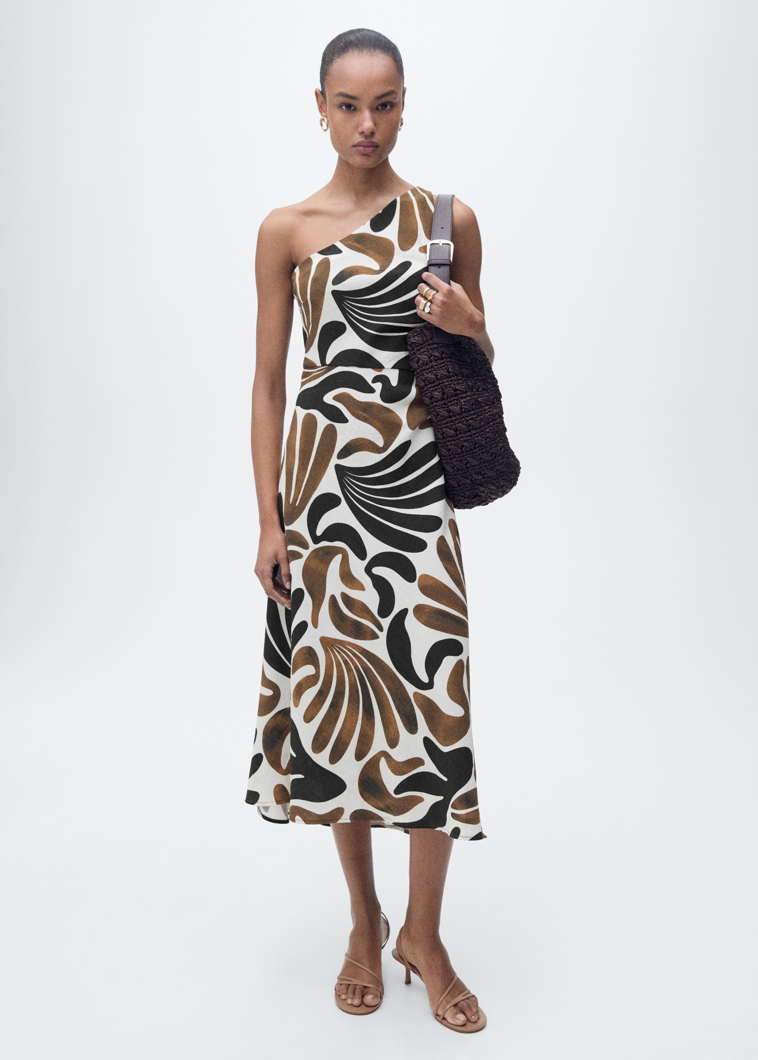Printed dress with asymmetrical neck - General plane