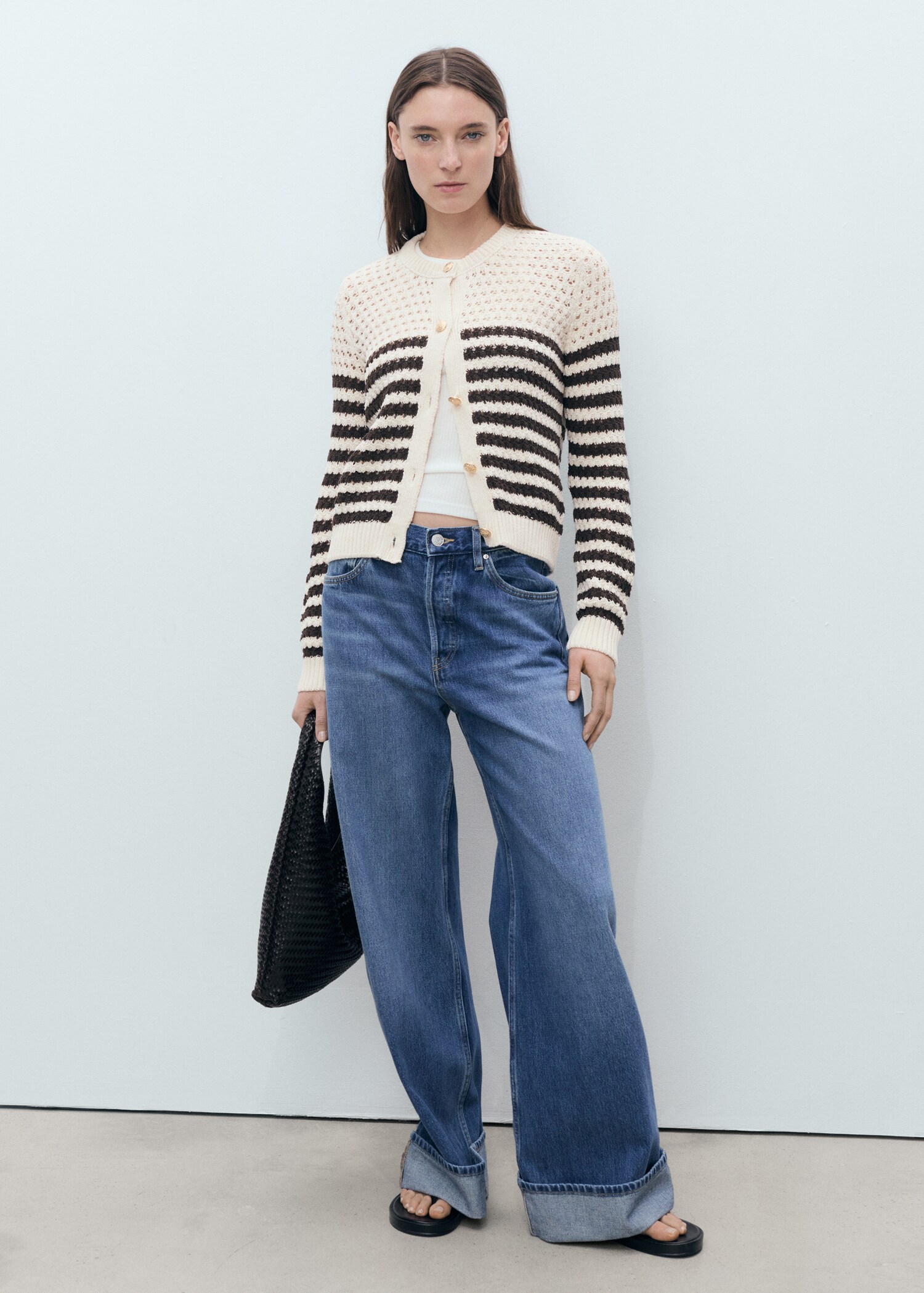 Striped openwork knitted cardigan - General plane