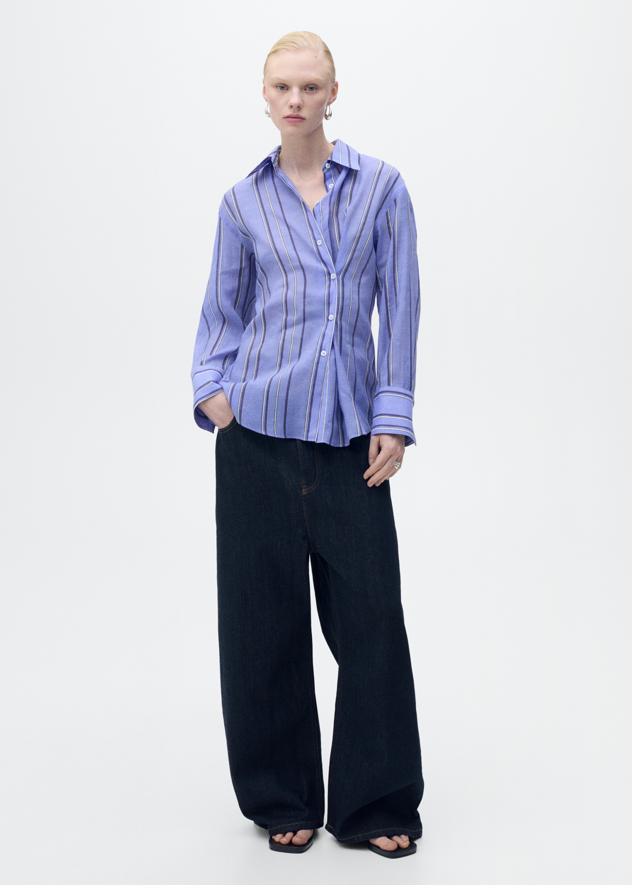 Striped shirt with multi-position closure - General plane, Blue. Ref: 87037194-00.