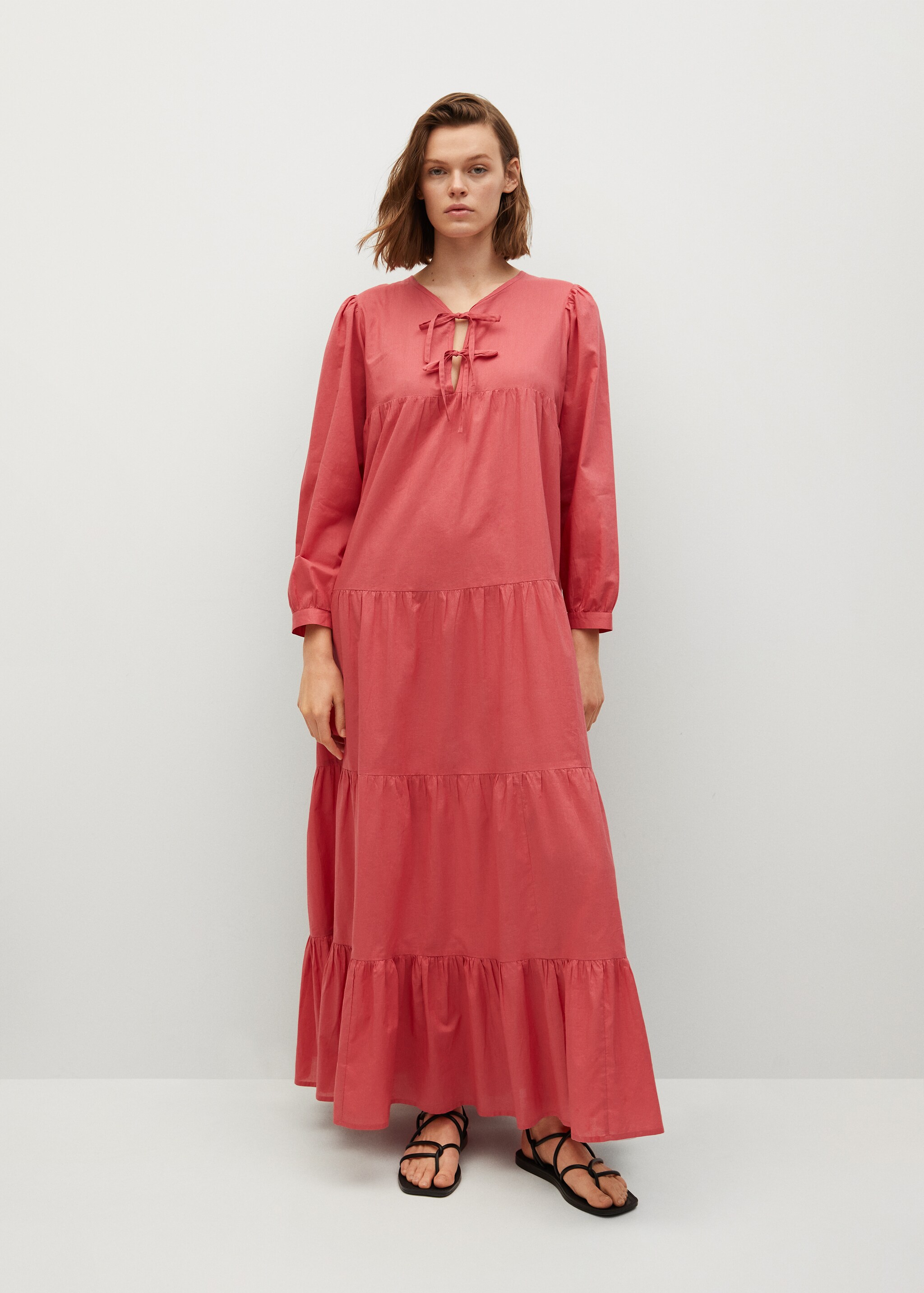 Vestido algodón lazos - Plano general