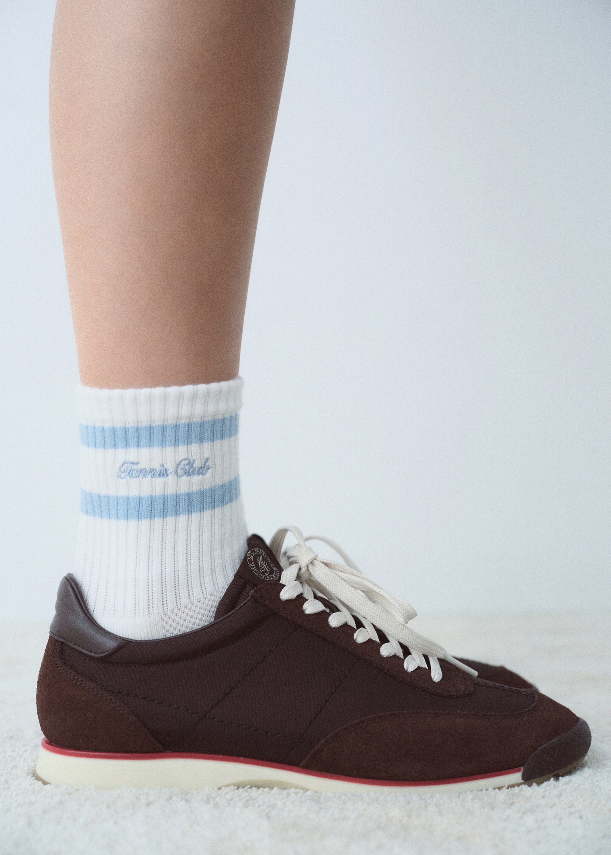 Chaussettes rayées avec message brodé - Plan général, Bleu ciel. Ref: 87037707-00.