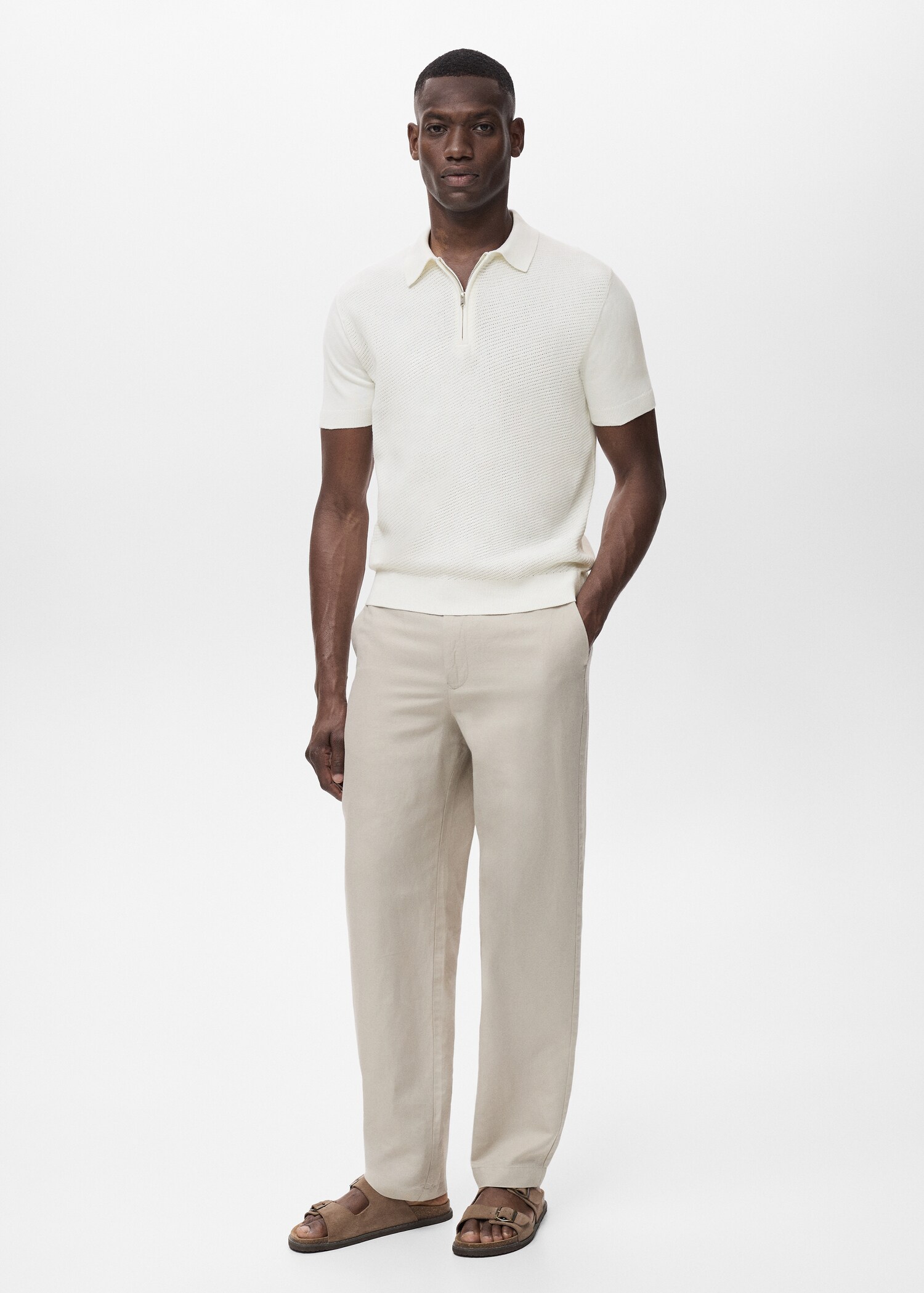 Polo punto calado cremallera - Plano general