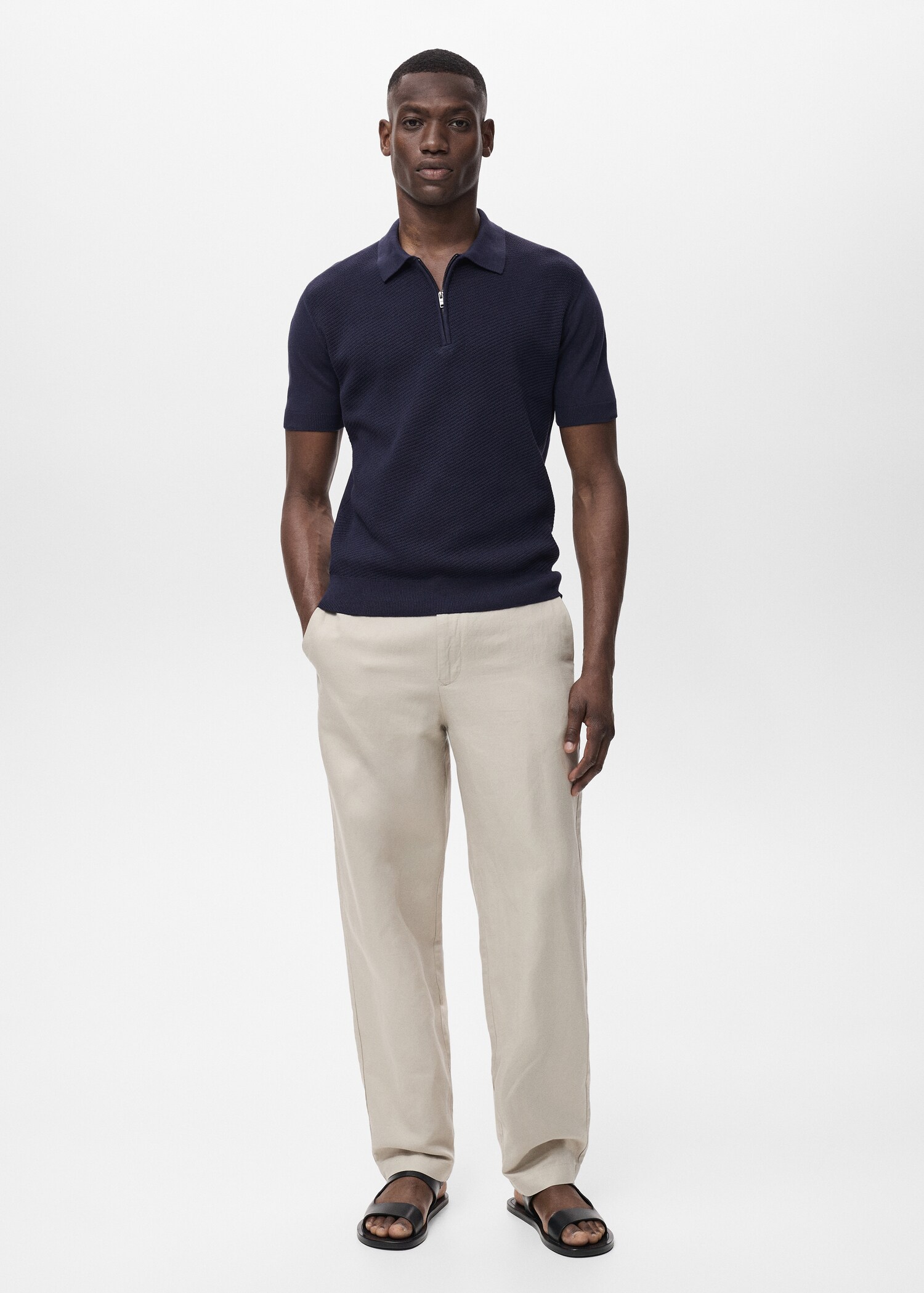 Polo punto calado cremallera - Plano general