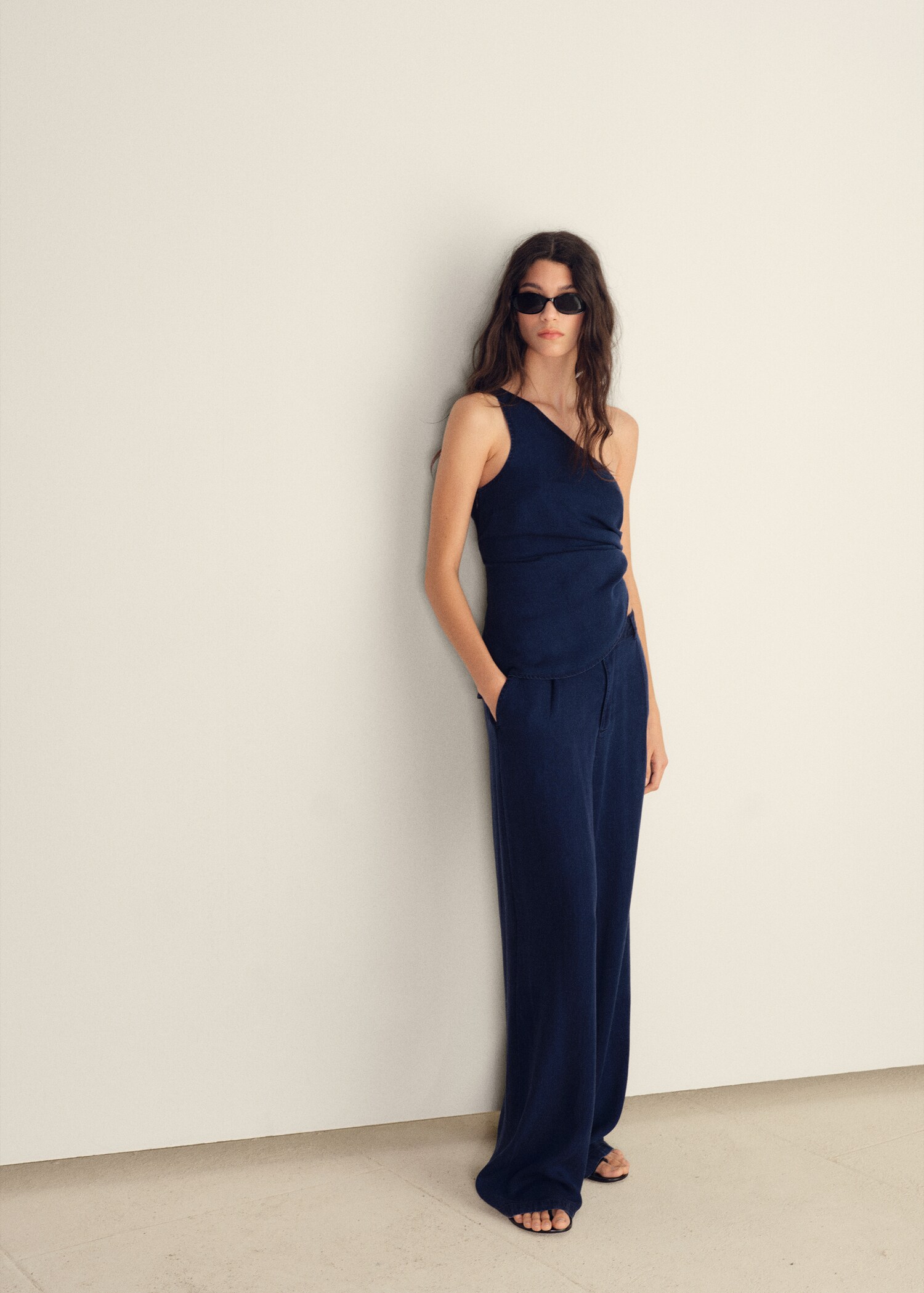 Pantalons wideleg lyocell pinces - Pla general