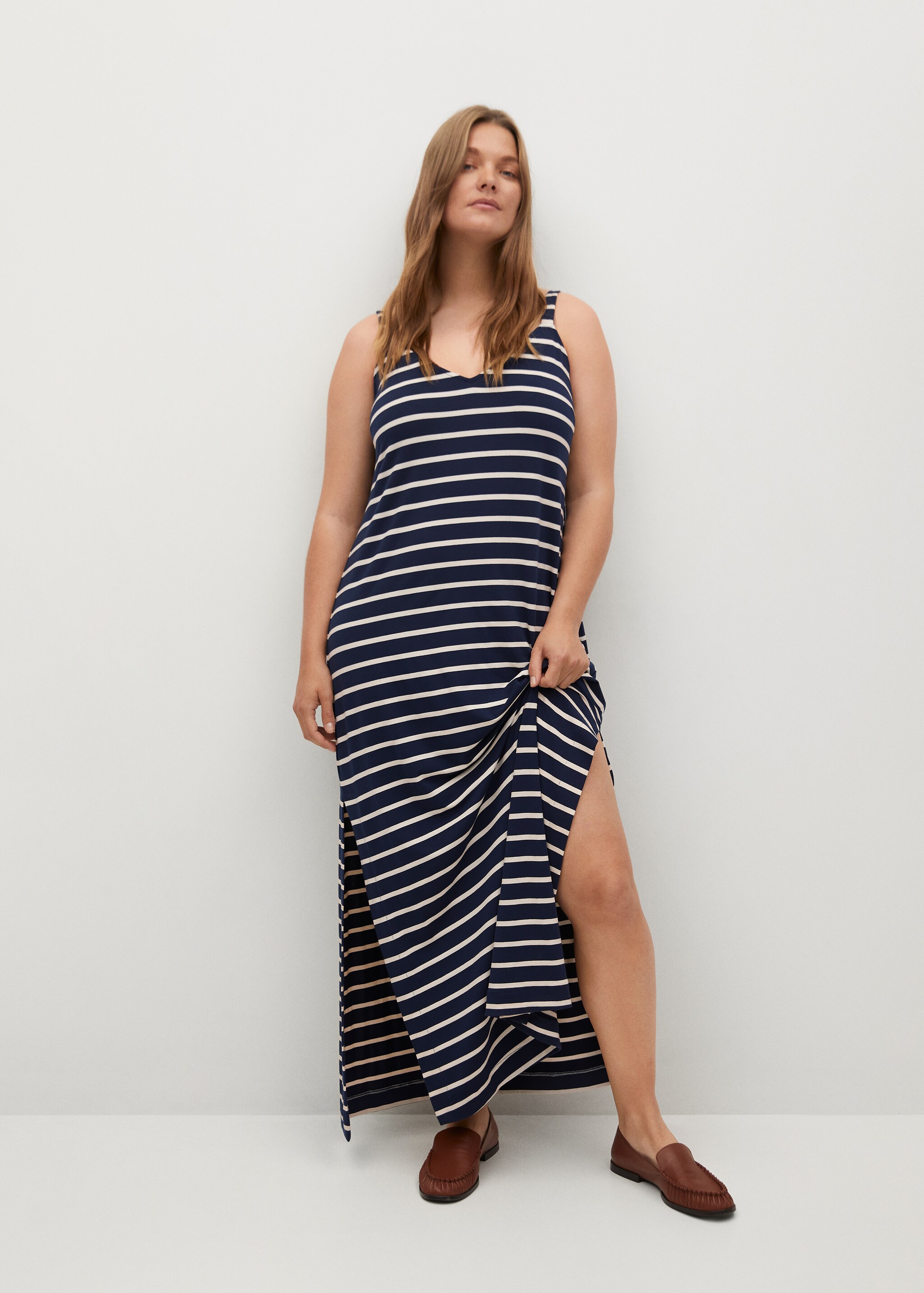 Vestido punto rayas - Plano general