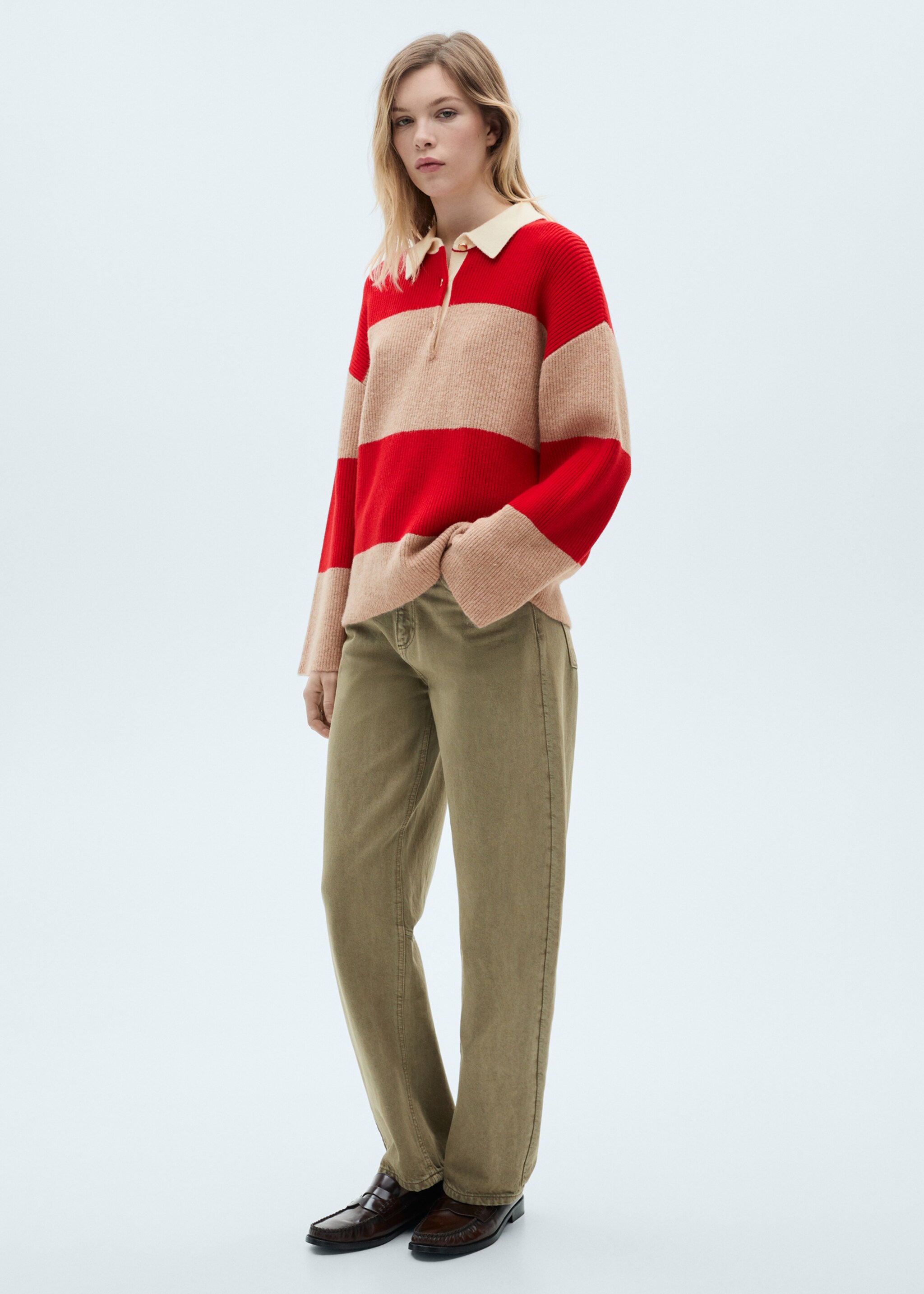 Jersey rayas cuello polo - Plano general, Rojo. Ref: 87040356-00.