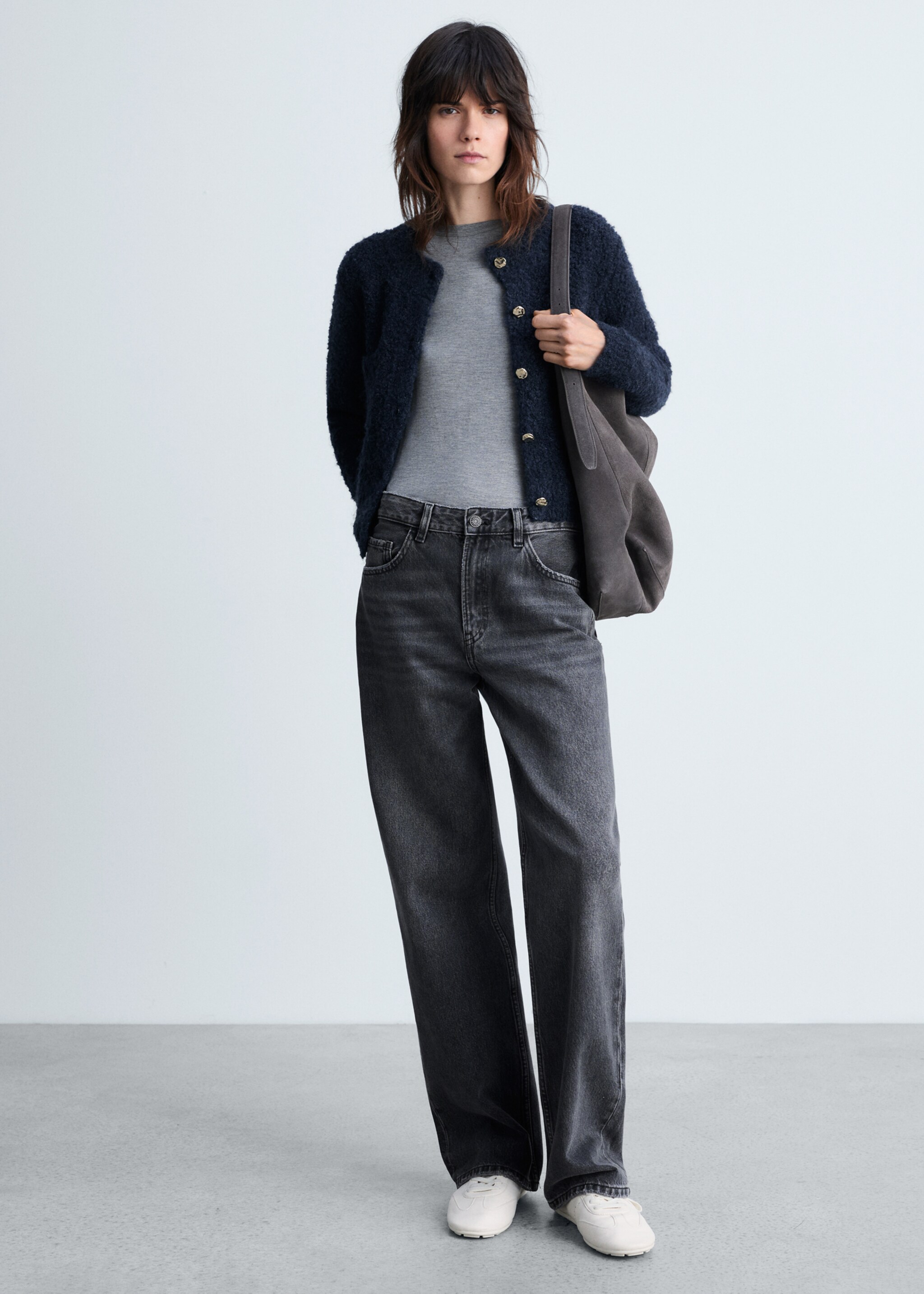 Bouclé jacket with jewel buttons - General plane, Dark Navy. Ref: 87040363-00.