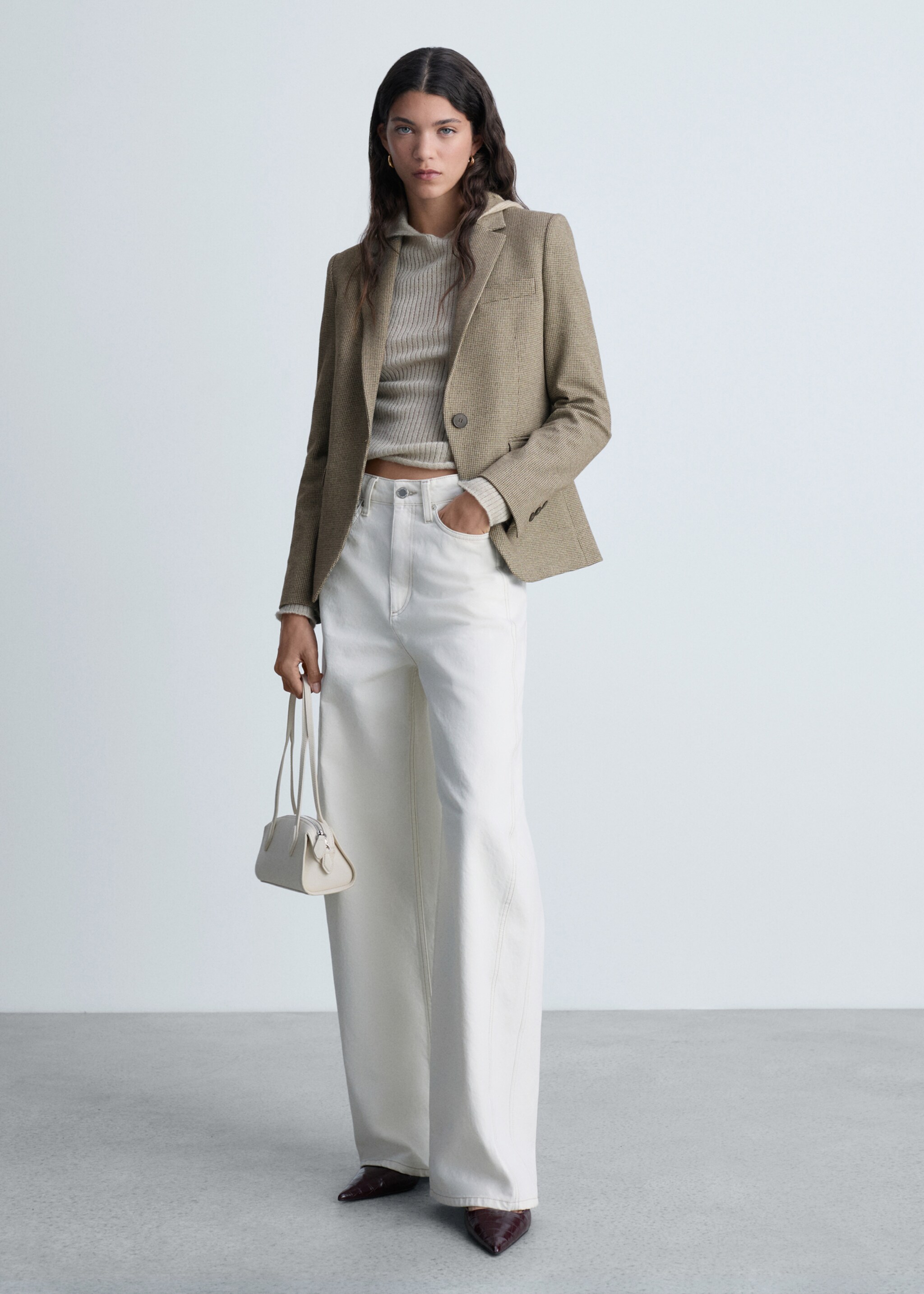 Micro-houndstooth tailored jacket - General plane, Brown. Ref: 87040452-00.