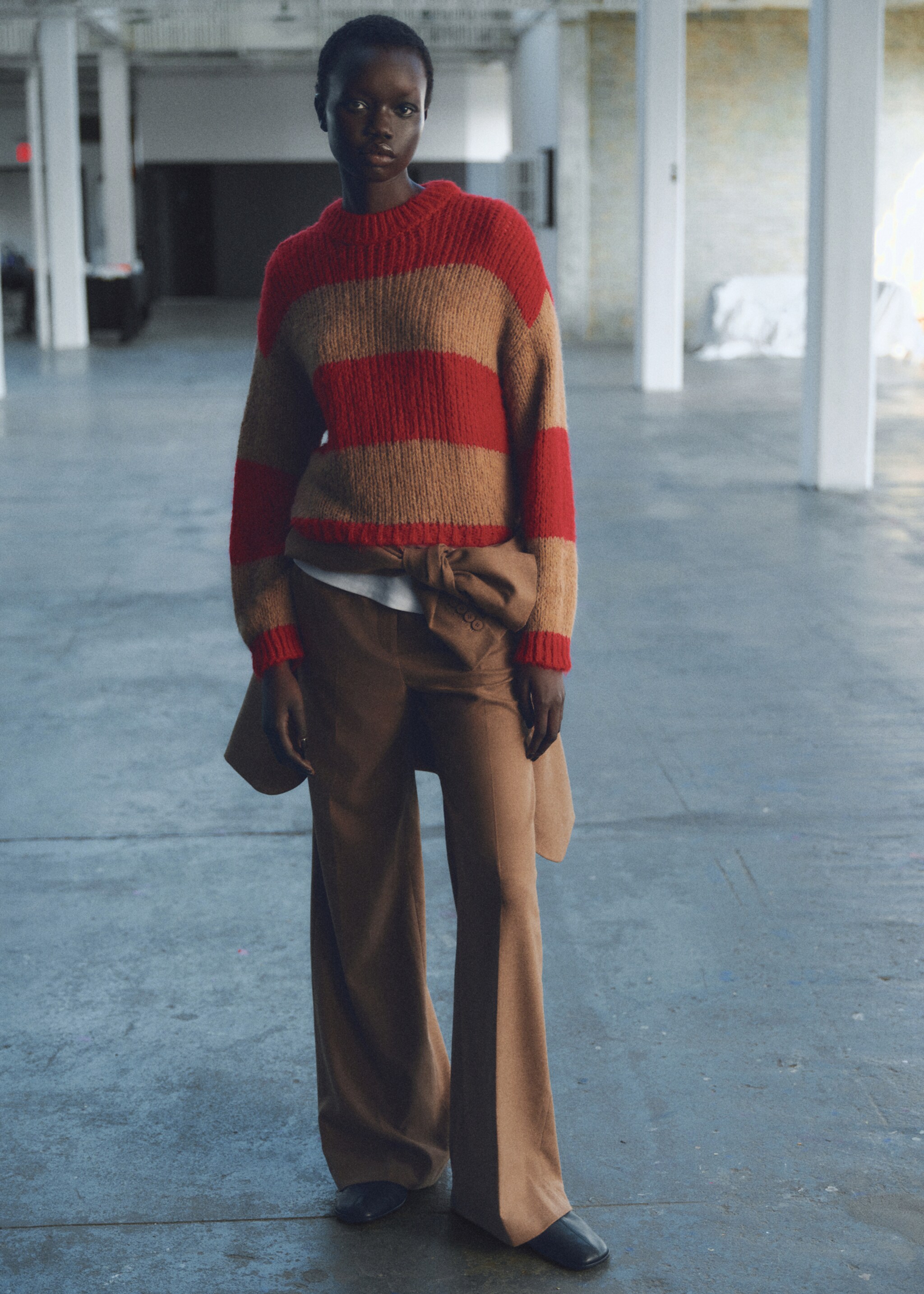 Chunky-knit striped sweater - General plane, Red. Ref: 87040453-00.