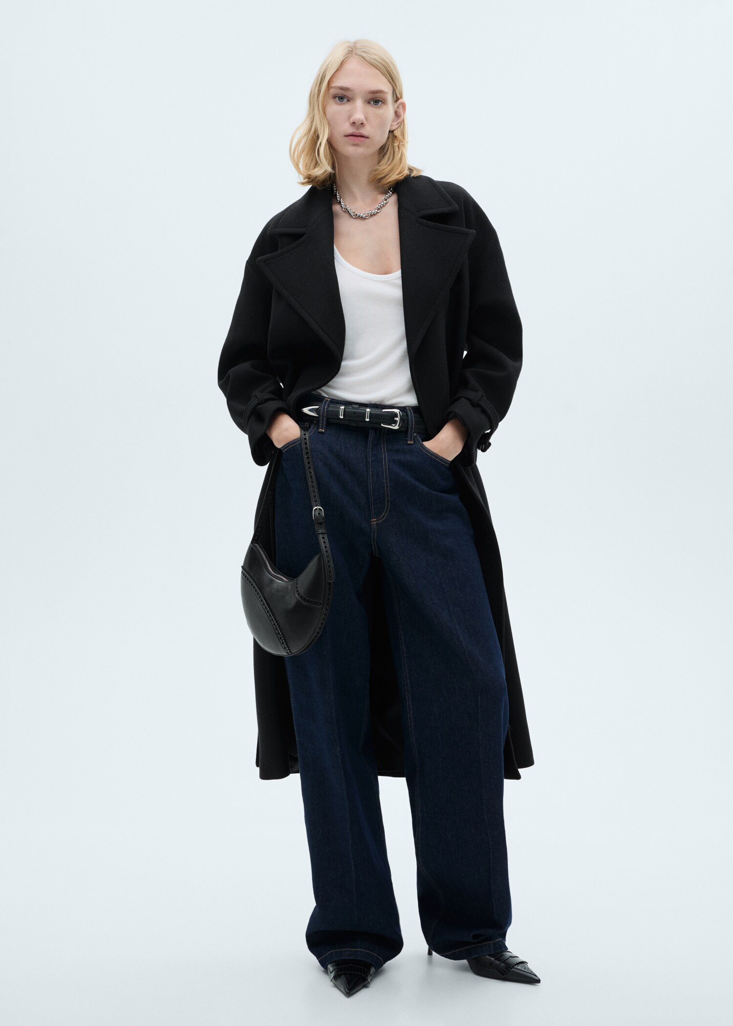 Manteco wool coat with oversized lapels - General plane