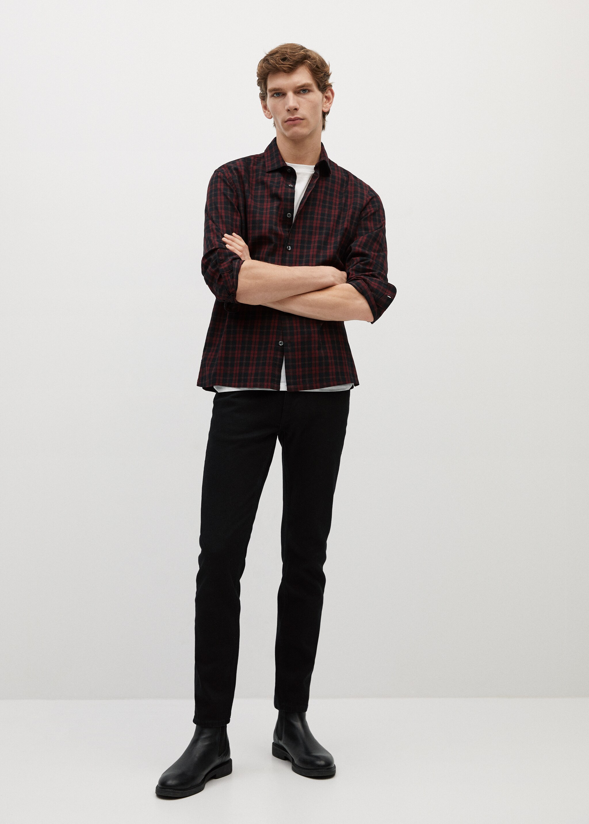 Camisa regular fit franela cuadros - Plano general