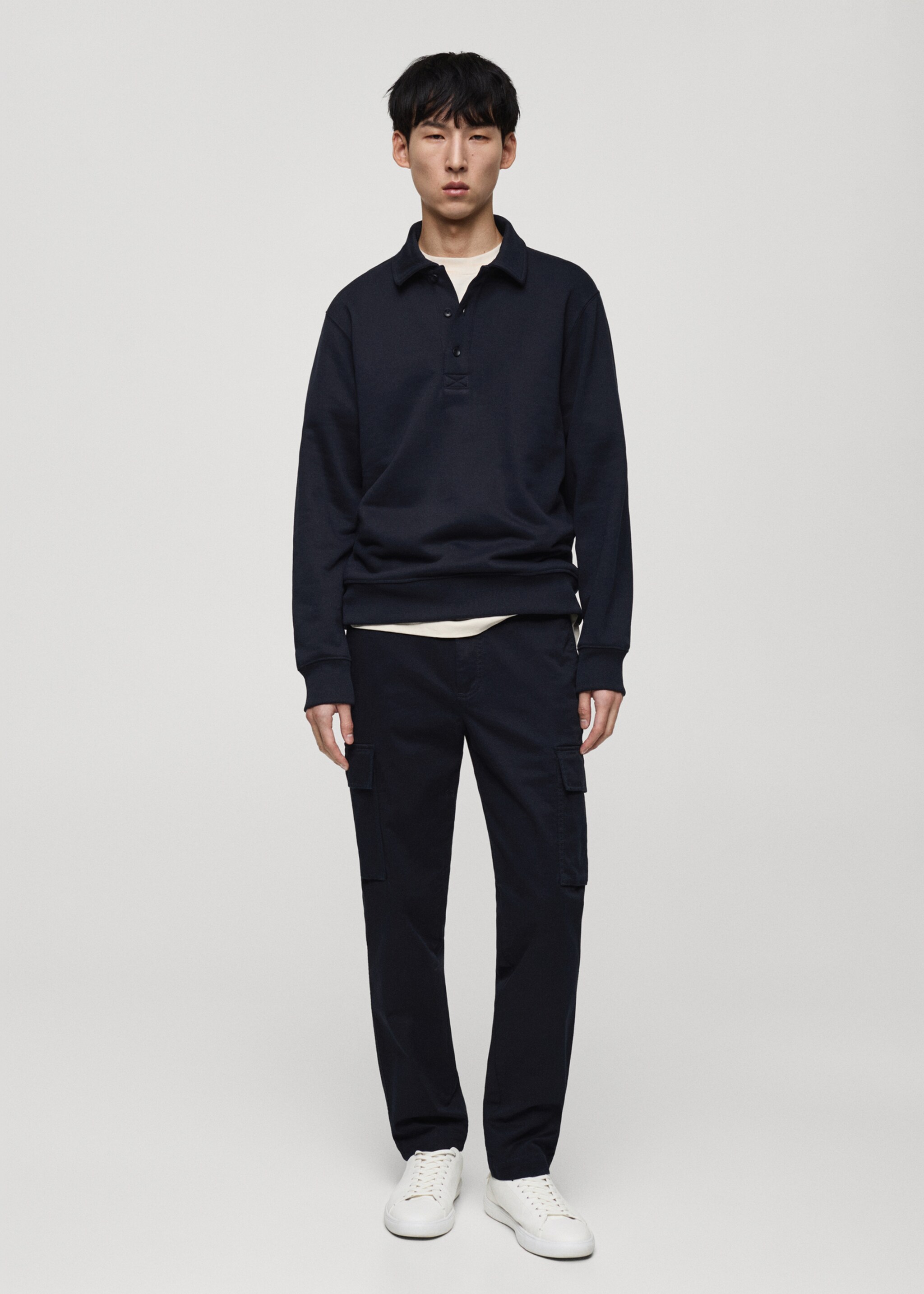 Regular fit cotton cargo trousers - General plane, Dark Navy. Ref: 87040576-00.