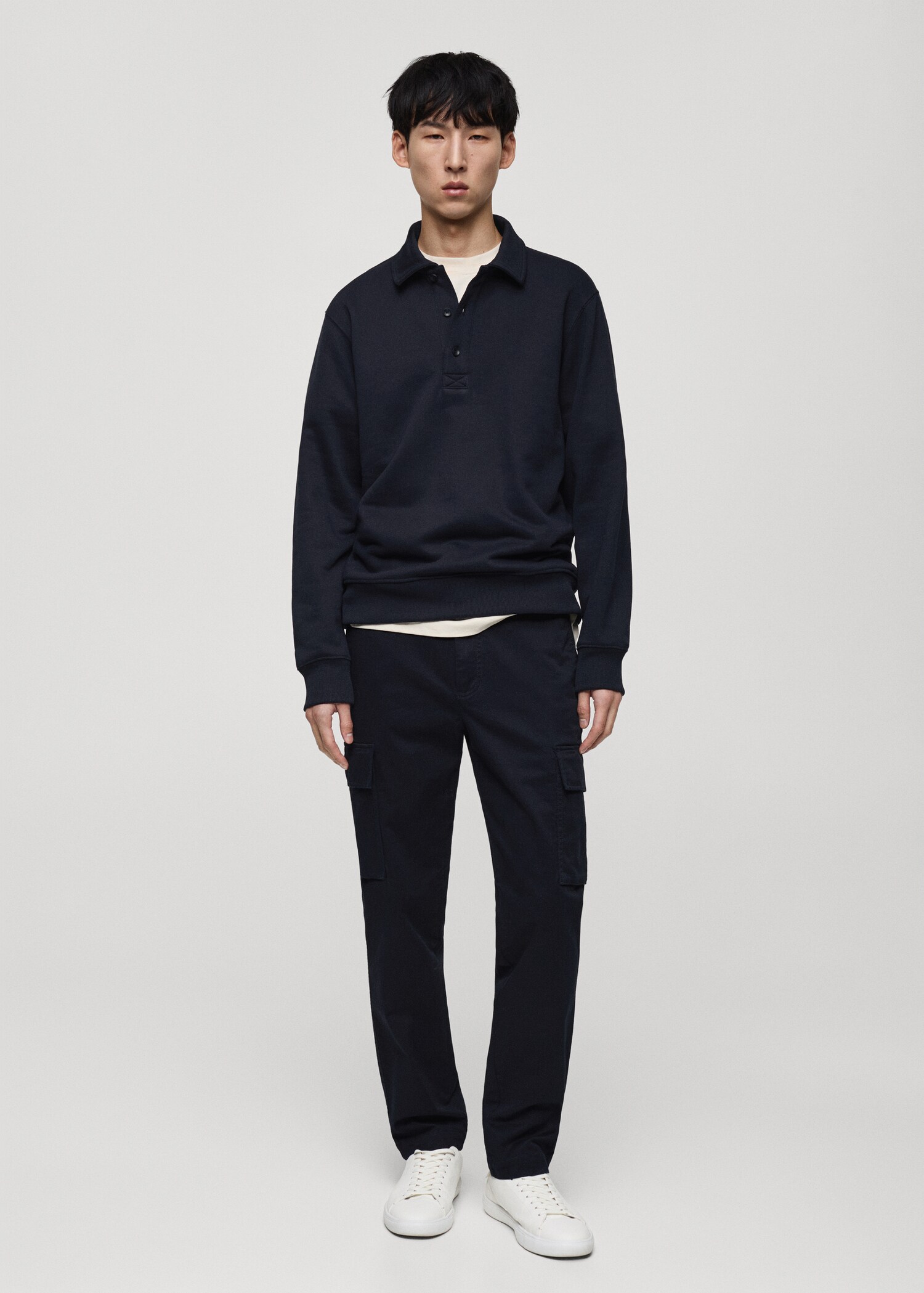 Regular fit cotton cargo trousers - General plane