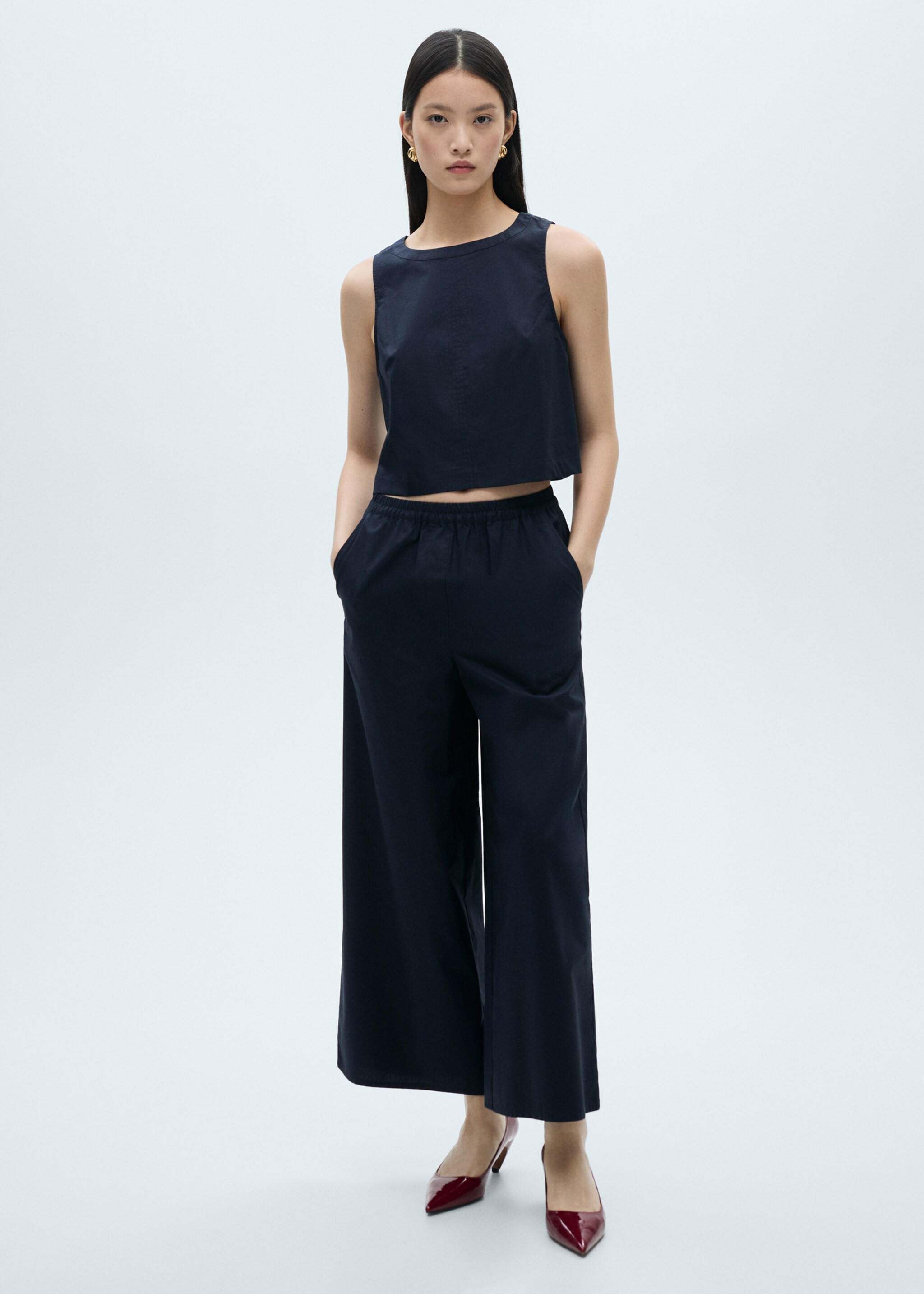 Cotton culotte trousers - General plane, Dark Navy. Ref: 87040583-00.