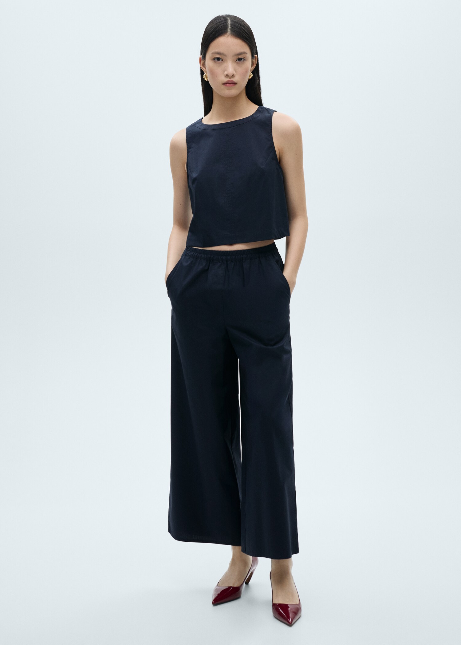 Cotton culotte trousers - General plane