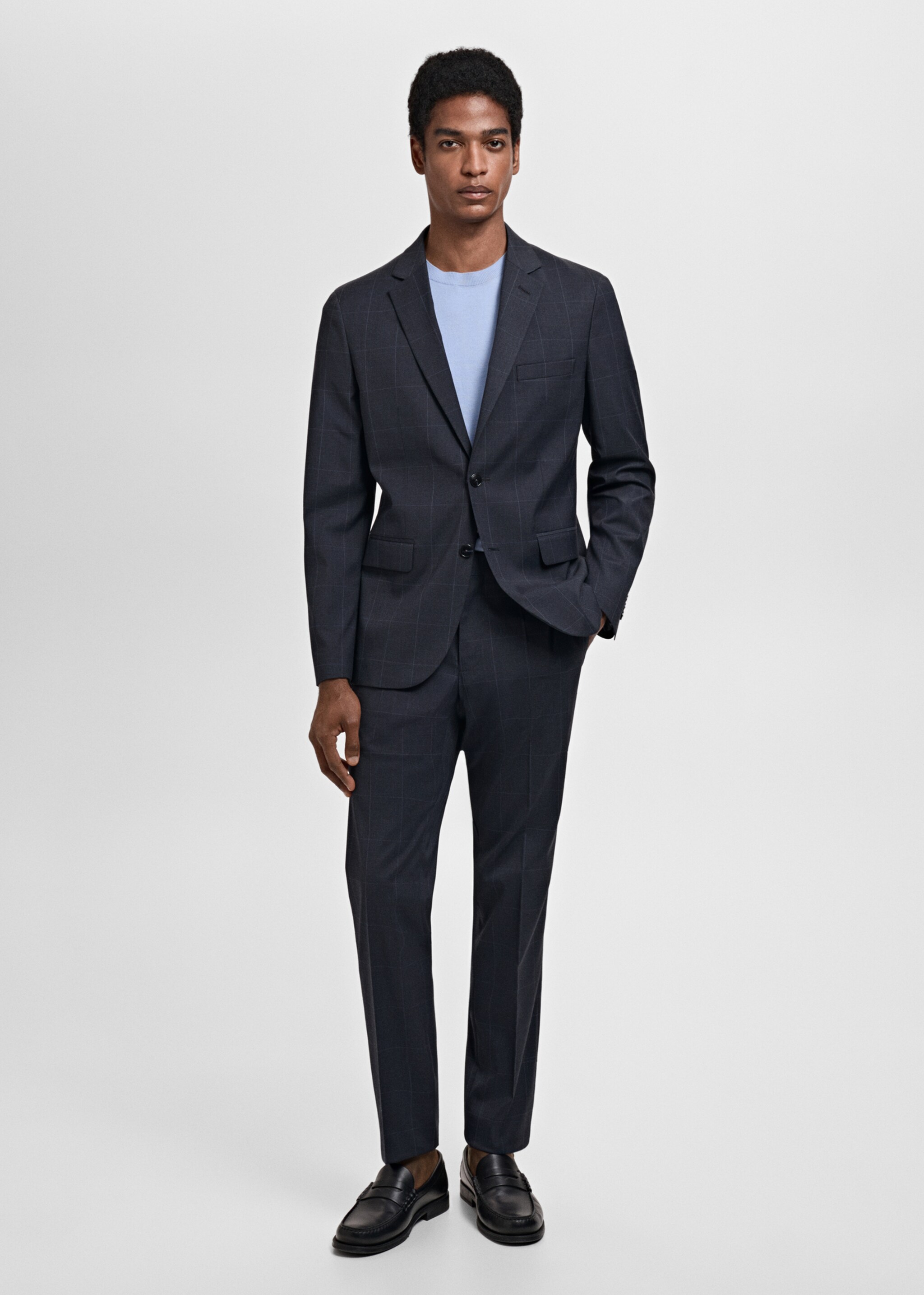 Super slim-fit suit jacket in stretch fabric - General plane, Dark Navy. Ref: 87040585-00.