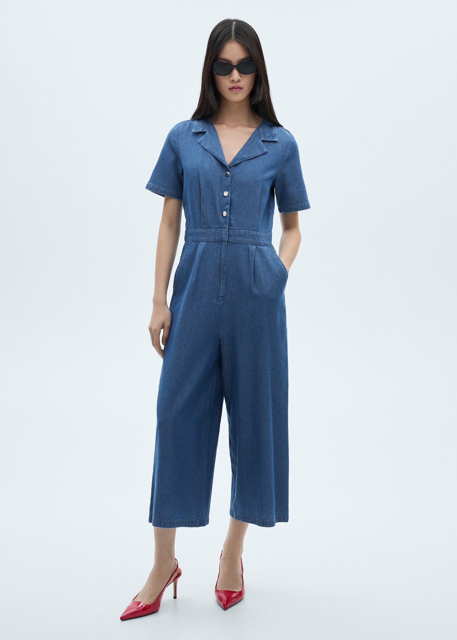 Short-sleeved denim jumpsuit - General plane
