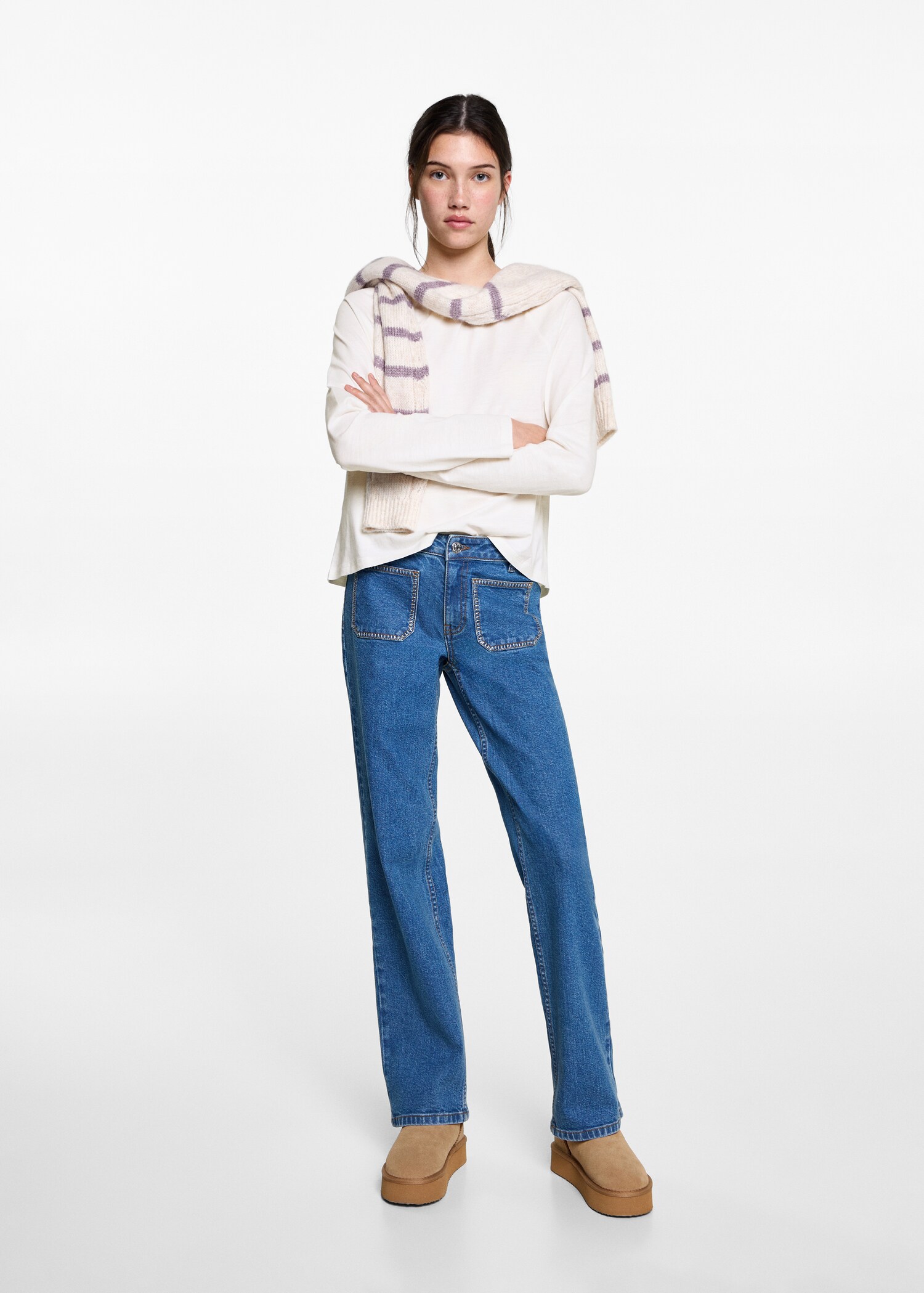 Gathered neck T-shirt - General plane