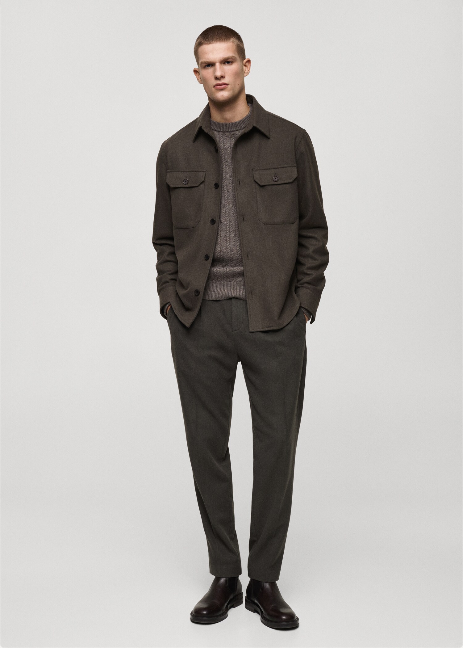 Wool-blend flannel overshirt - General plane