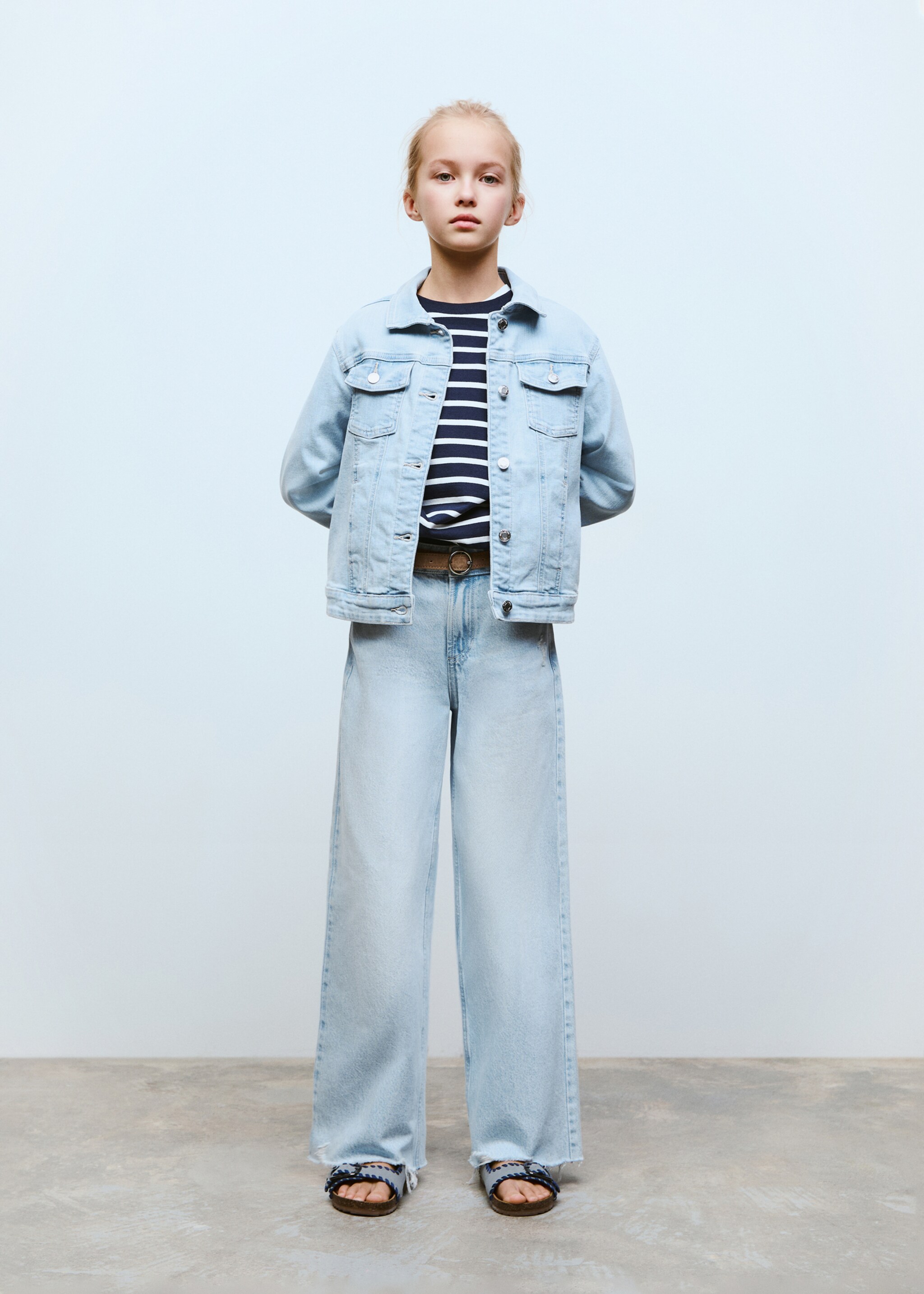 Wideleg low frayed hem jeans - General plane, Light Blue. Ref: 87040618-00.