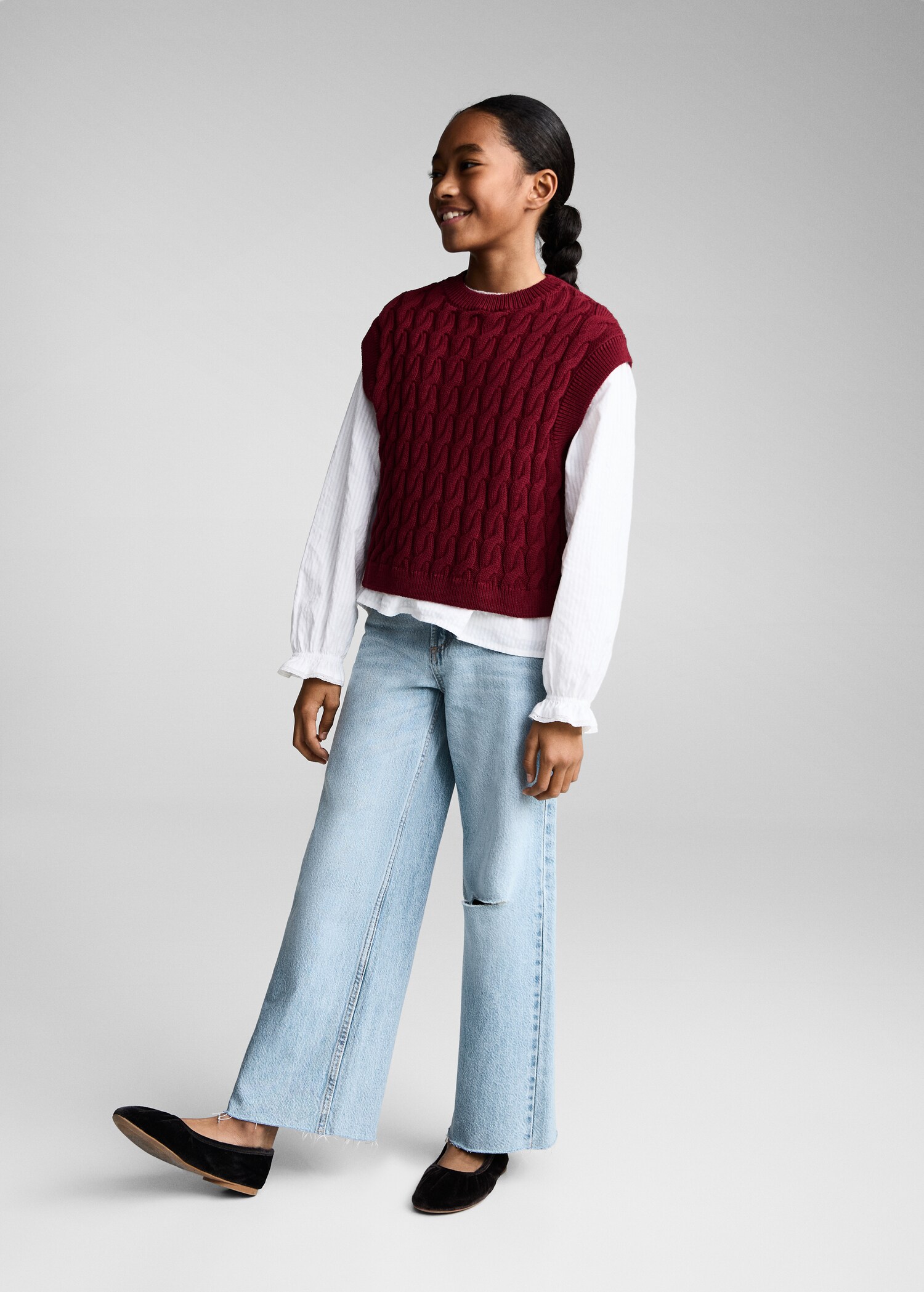 Wideleg low frayed hem jeans - General plane