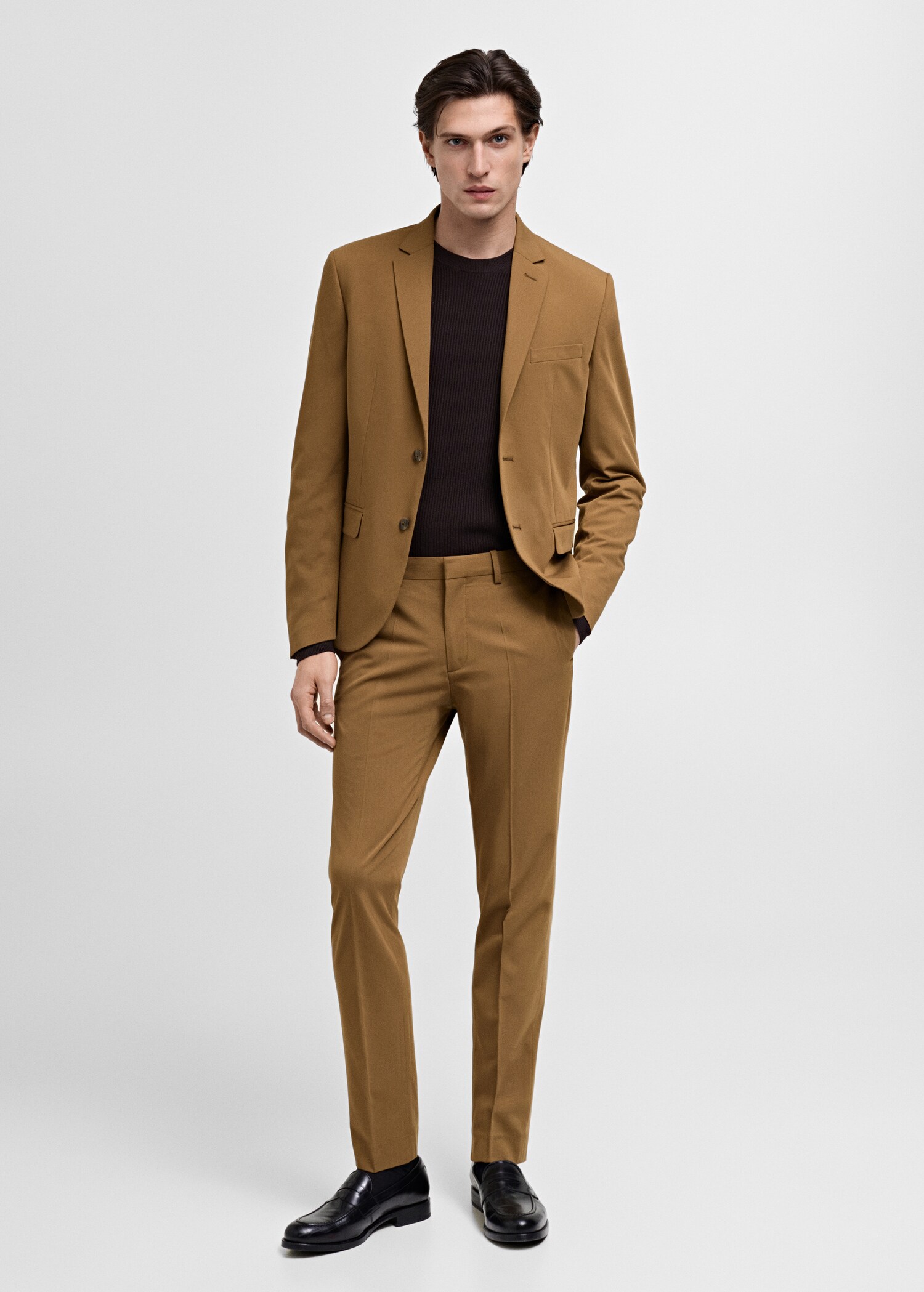 Stretch fabric super slim-fit suit trousers - General plane