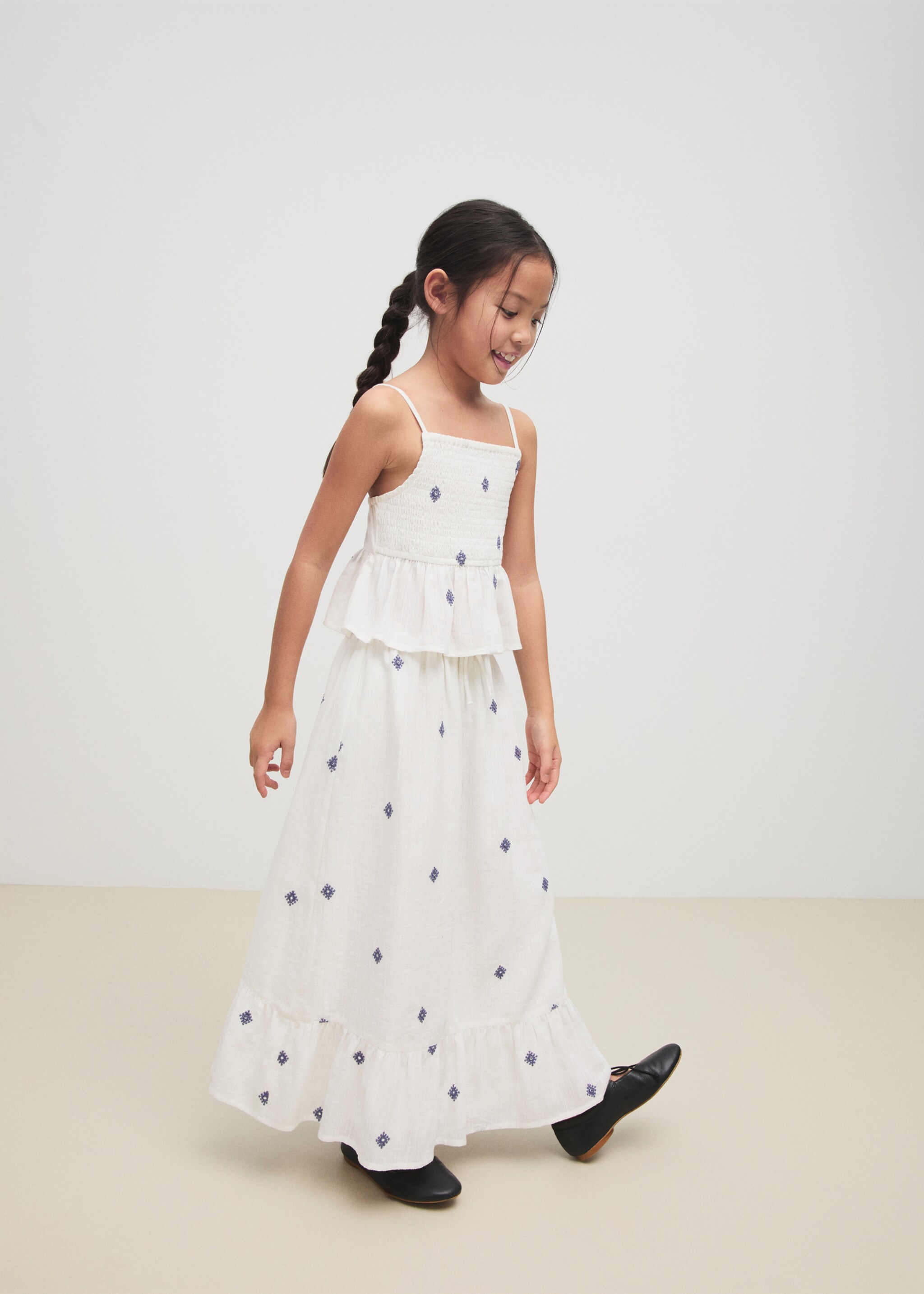 Embroidered details skirt - General plane, White. Ref: 87040625-00.