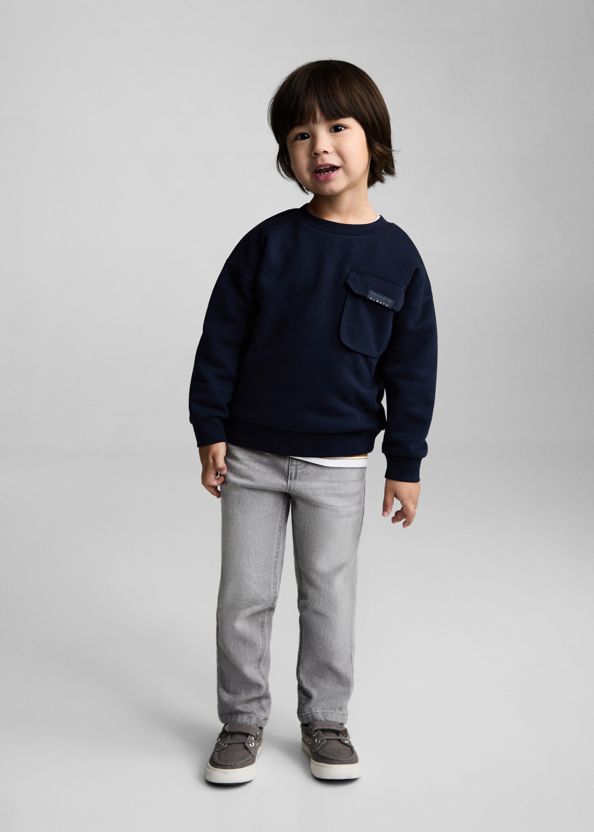 Katoenen sweatshirt met zak - Overzichtstekening, Donkermarine. Ref: 87040633-00.