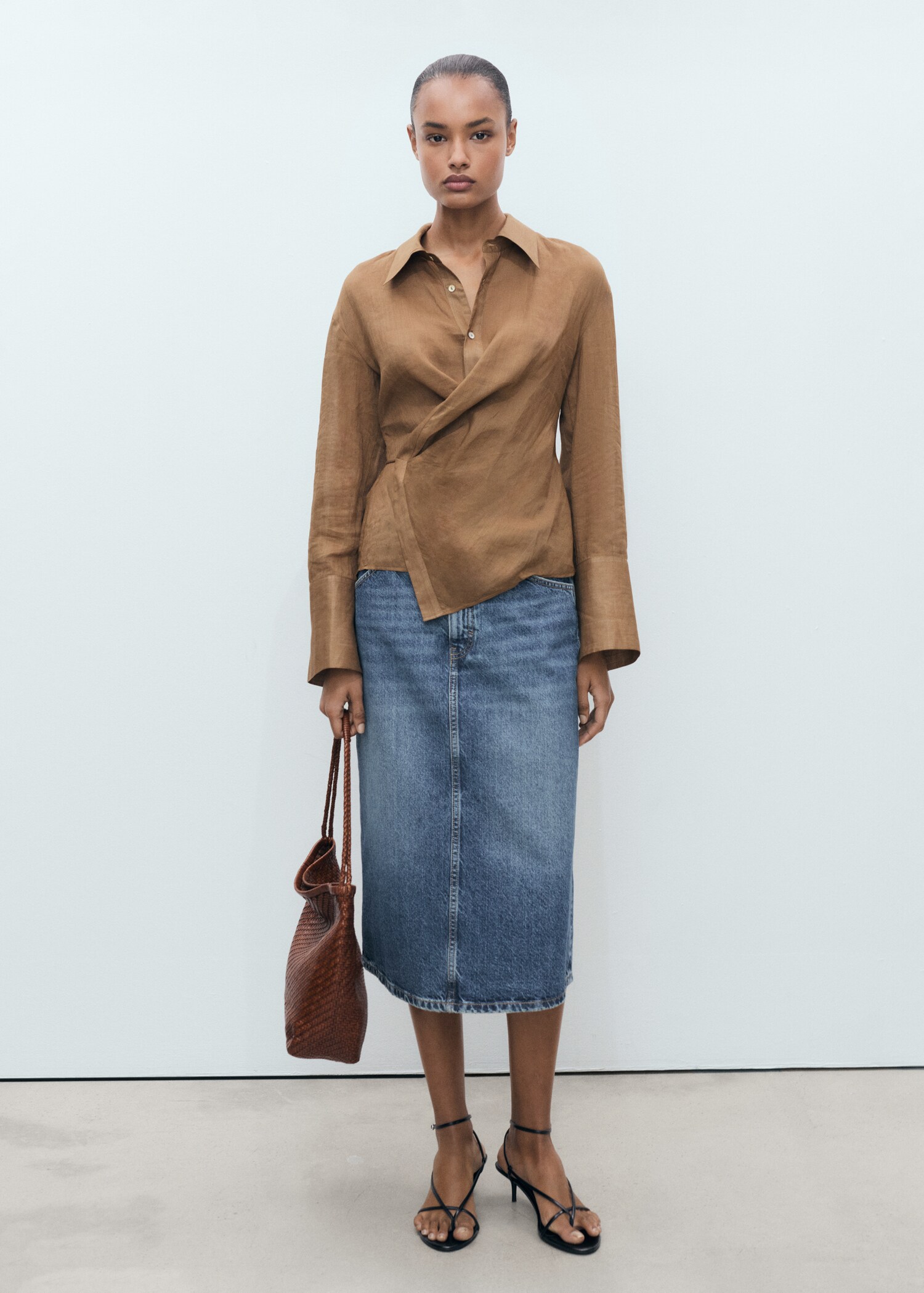 Denim midi-skirt - General plane