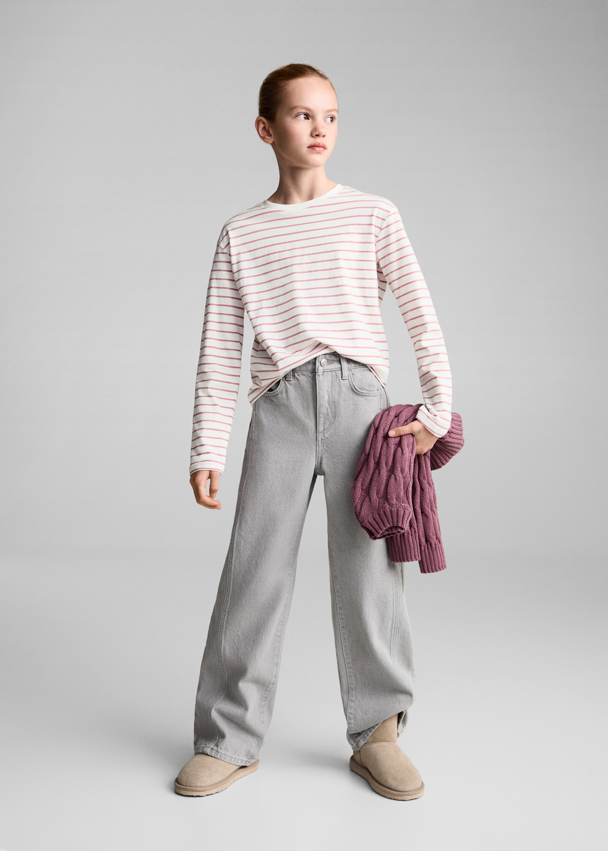 Randig bomull t-shirt - Allmän bild, Rosa. Ref: 87040641-00.