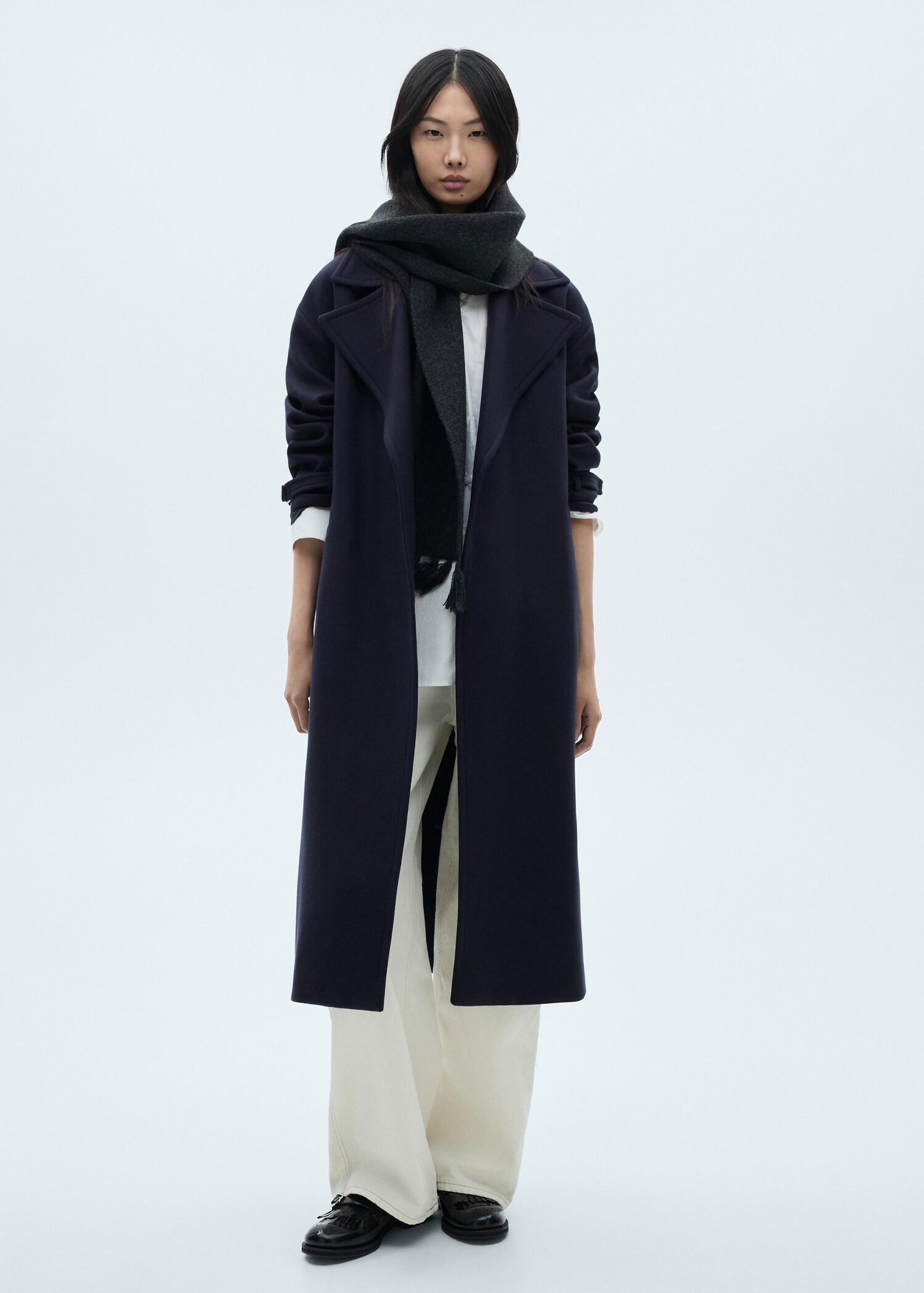 Long virgin wool coat - General plane
